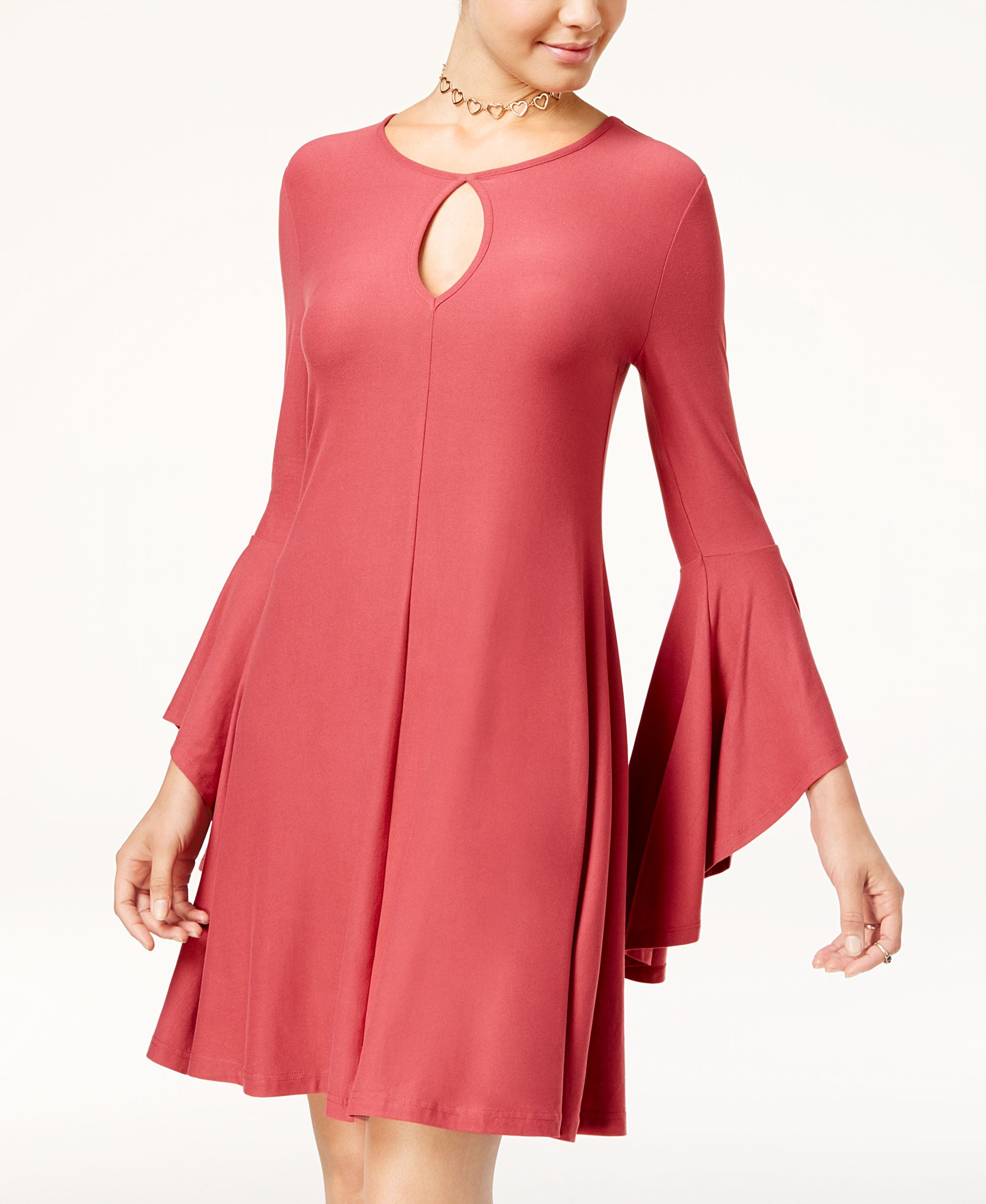 Planet Gold Juniors Super Soft Ruffle Sleeve Shift Dress