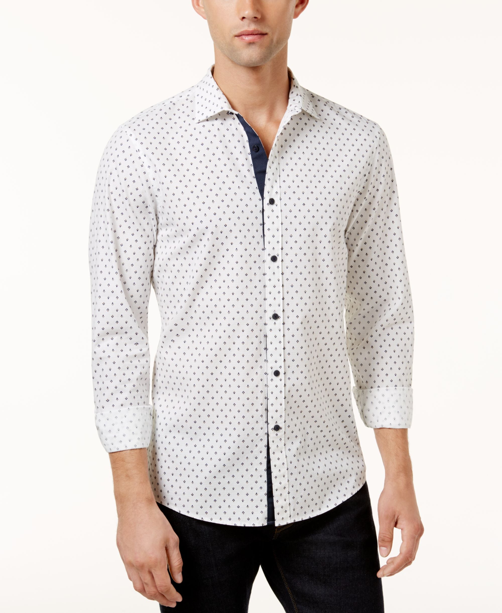 Michael Kors Mens Slim Fit Rob Printed Shirt