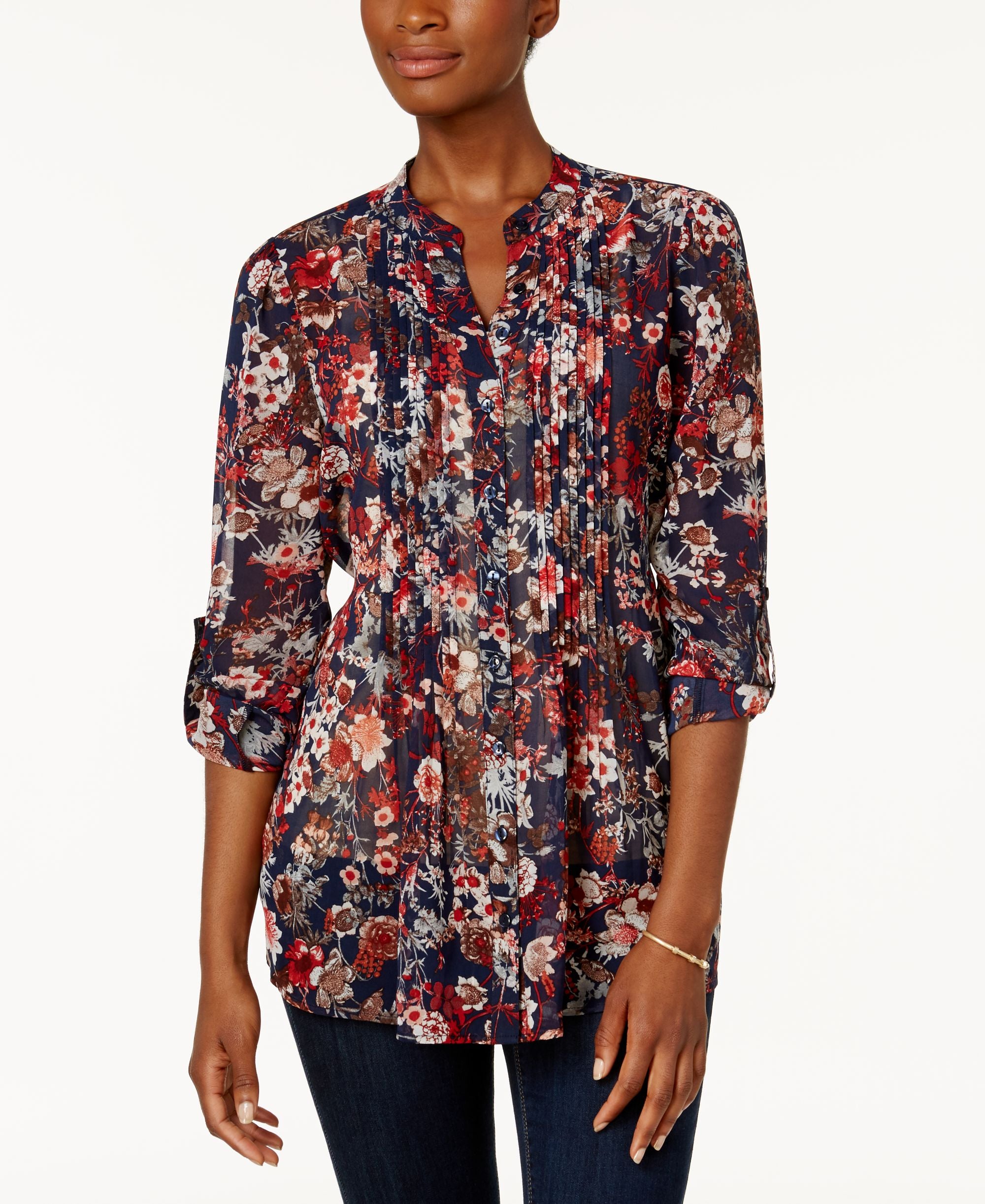 Style & Co Printed Back Tie Shirt