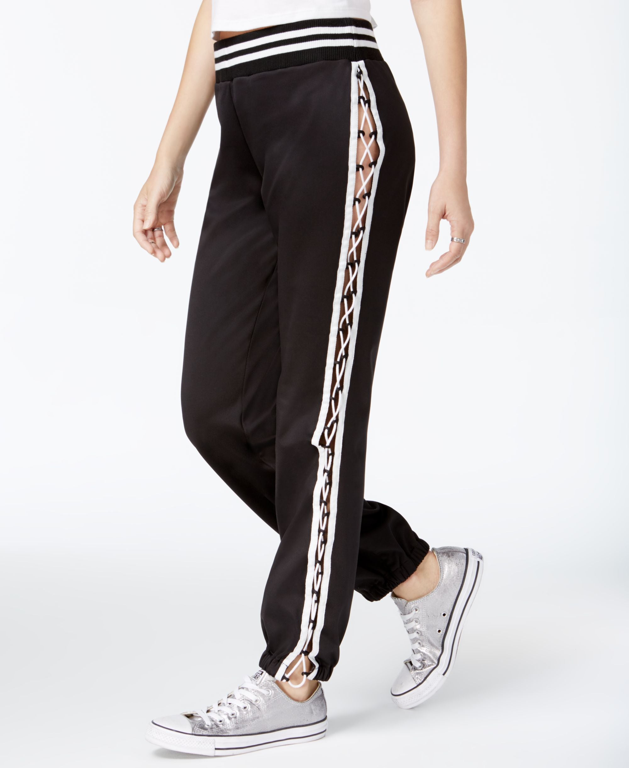 The Edit By Seventeen Juniors Lace Up Track Pants