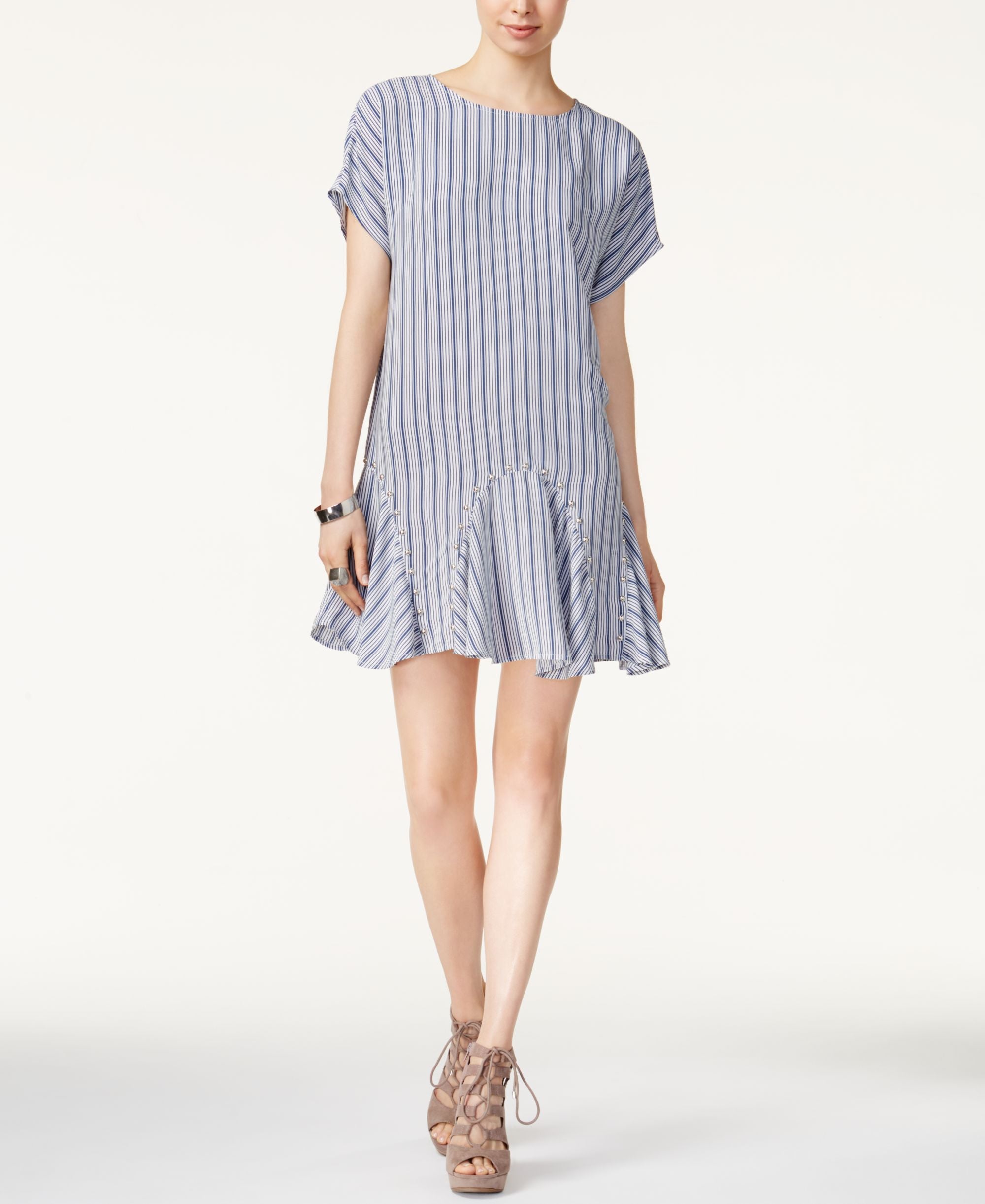 Bar III Studded Flounce Hem Dress