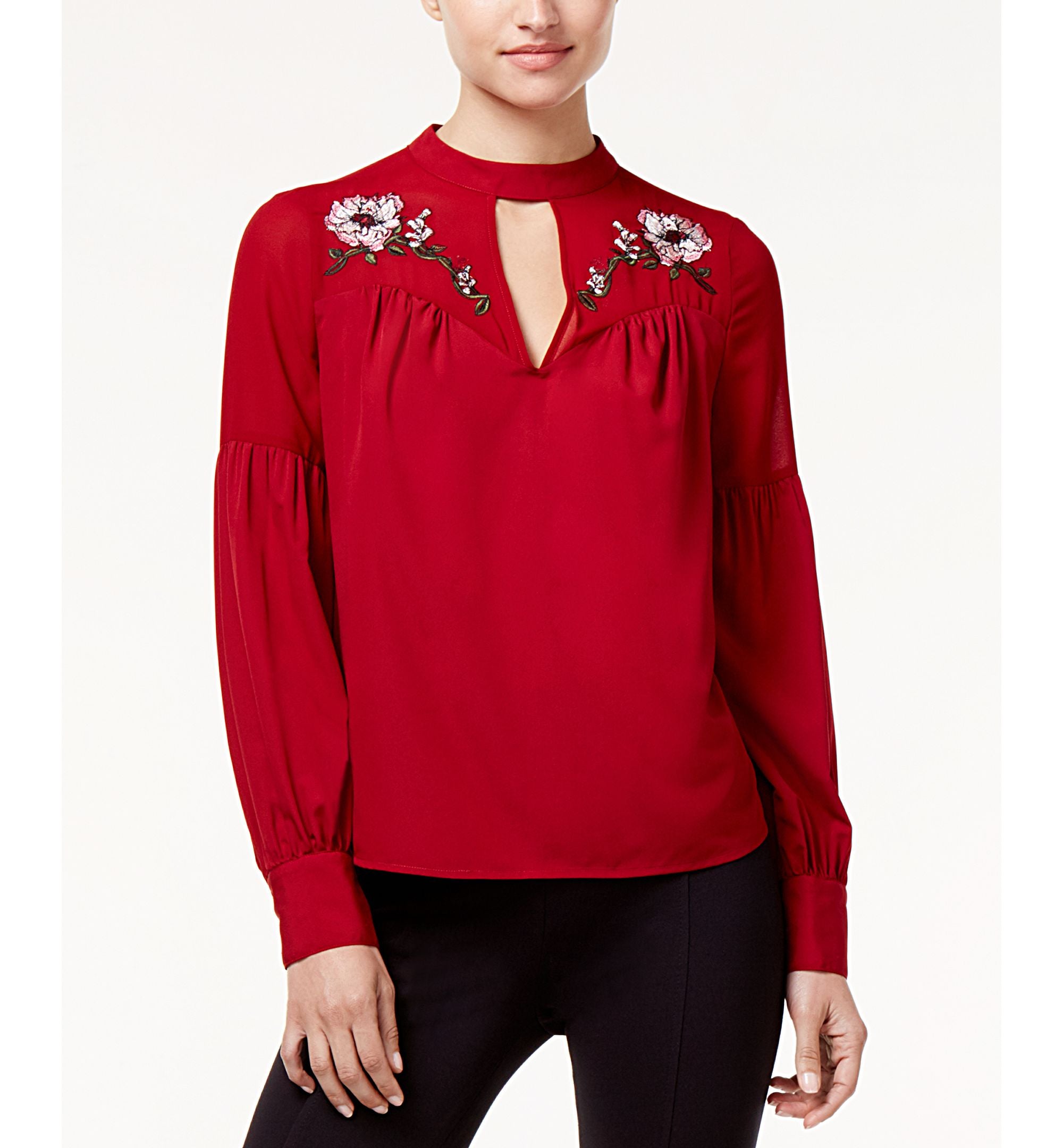 XOXO Juniors Embroidered Choker Blouse