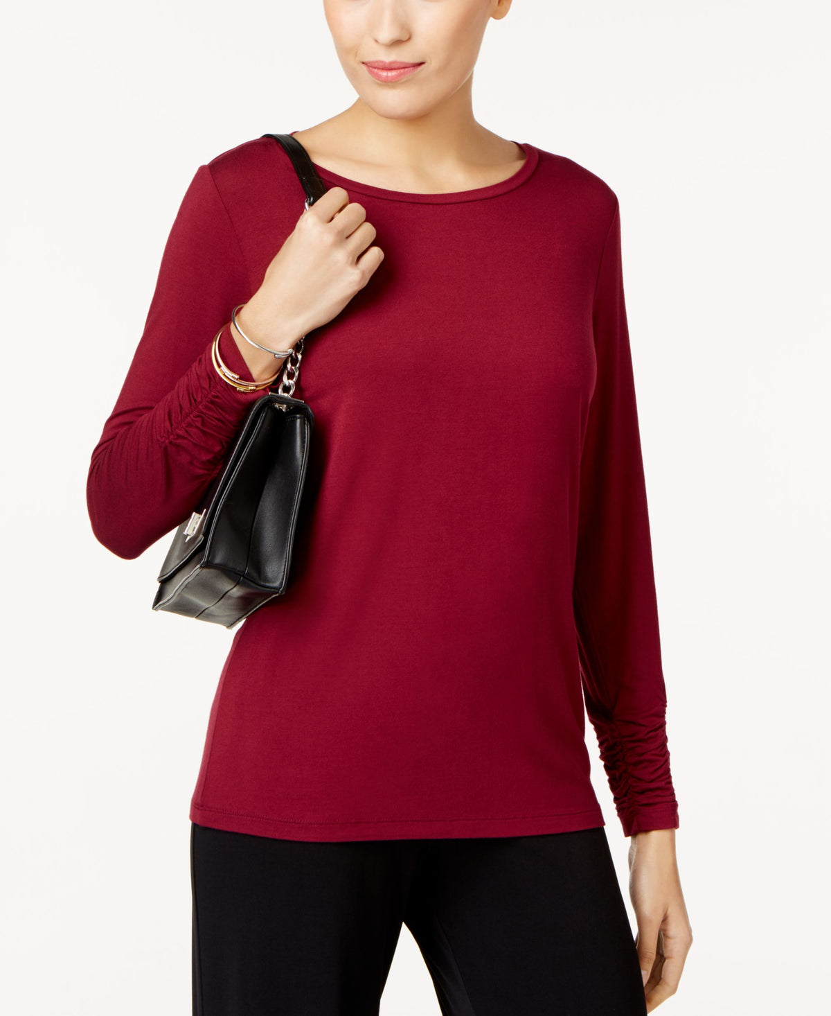 Alfani Long Sleeve Ruched Top