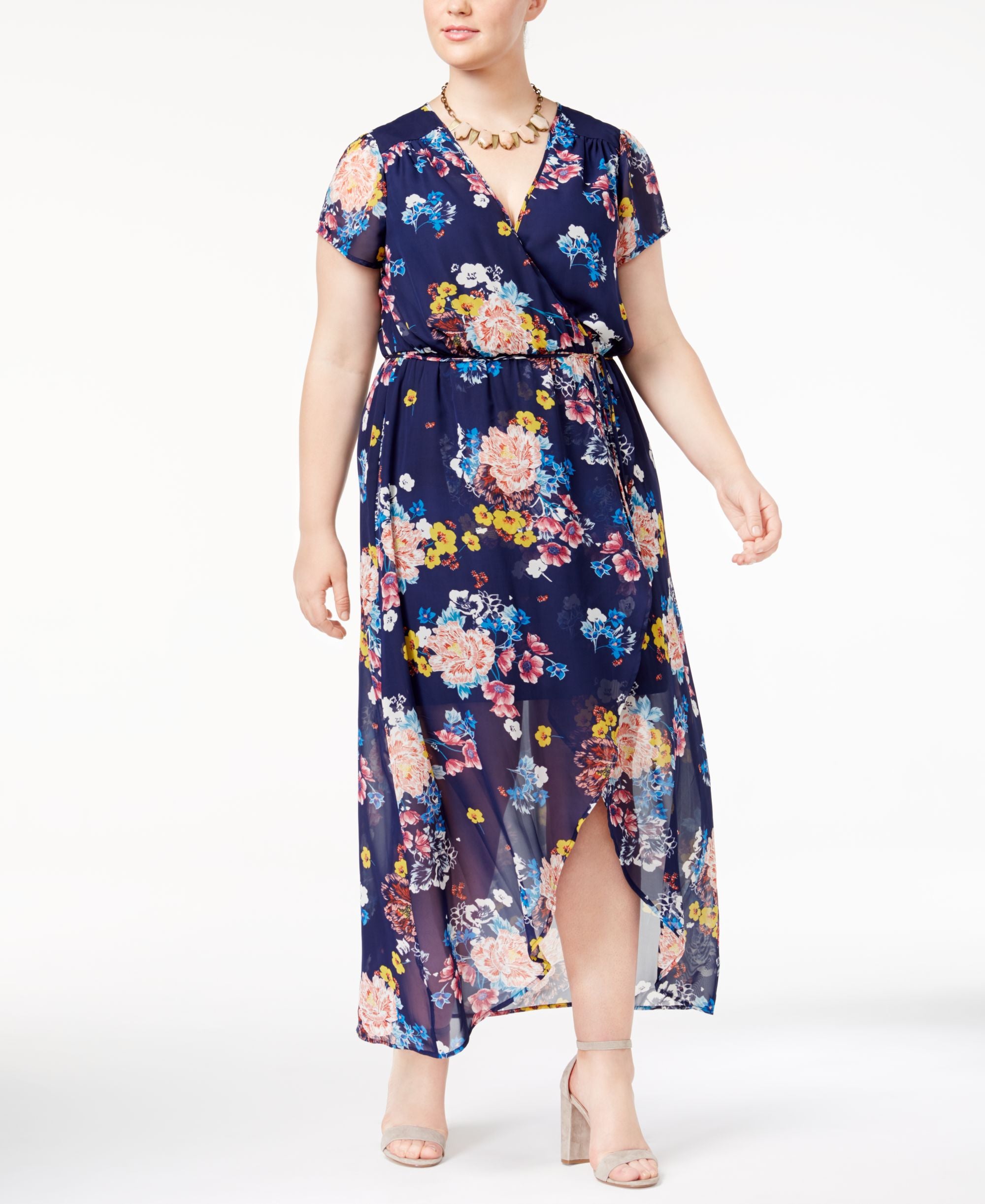 Love Squared Trendy Plus Size Printed Wrap Dress