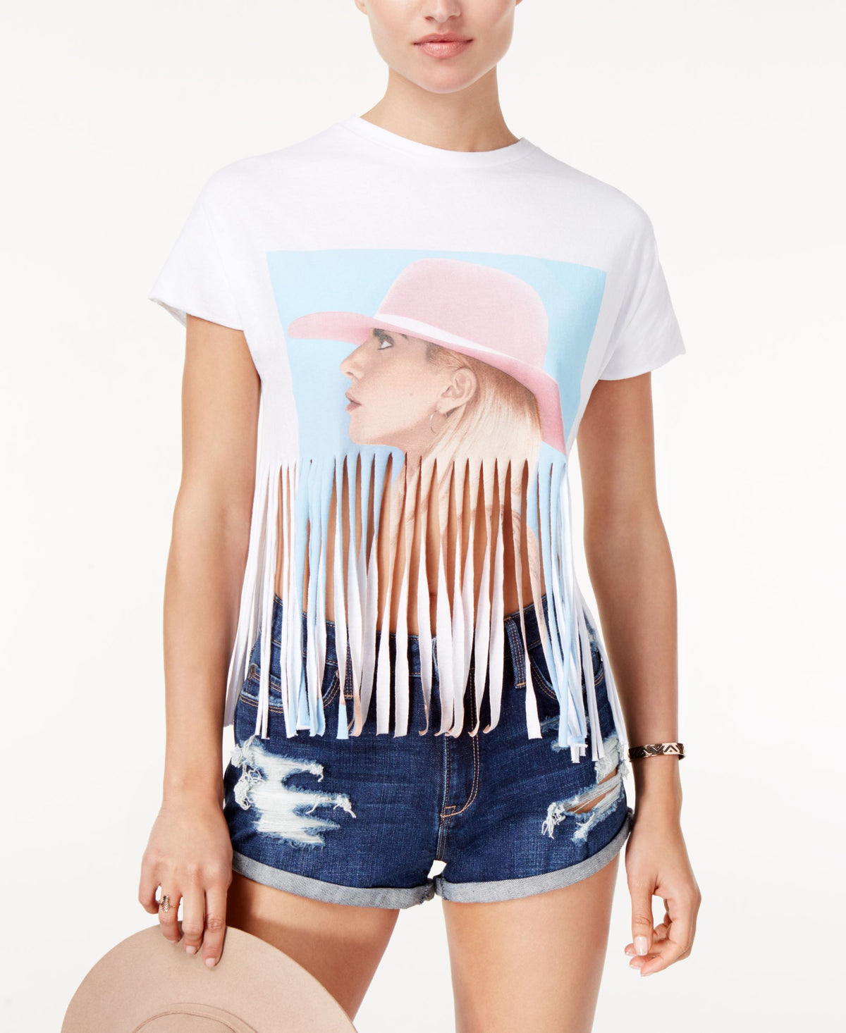 Lady Gaga Joanne Tour Juniors Cotton Graphic Fringe T-Shirt