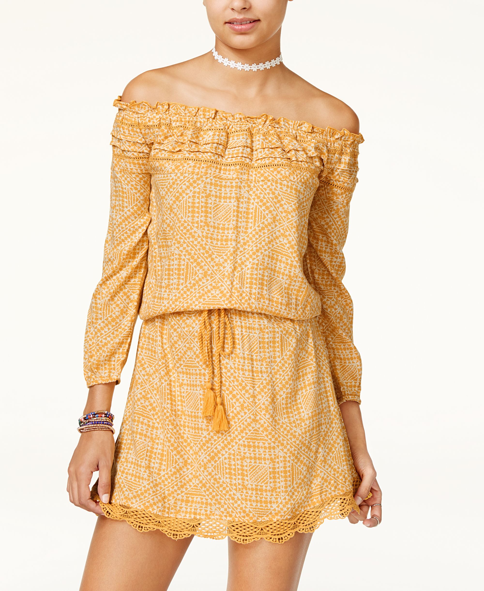 Roxy Juniors Off The Shoulder Peasant Dress