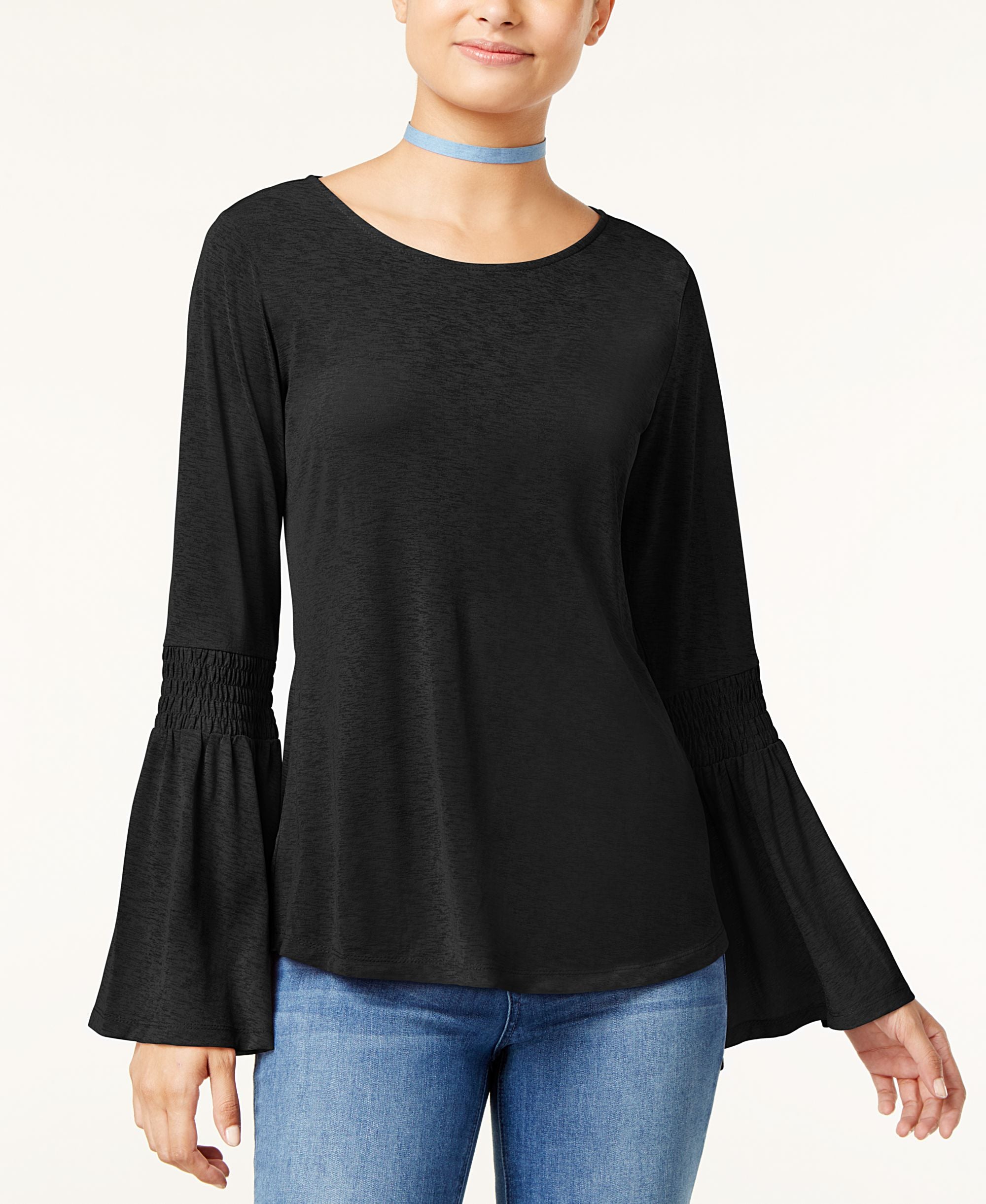 Ultra Flirt Juniors Bell Sleeve Peasant Top