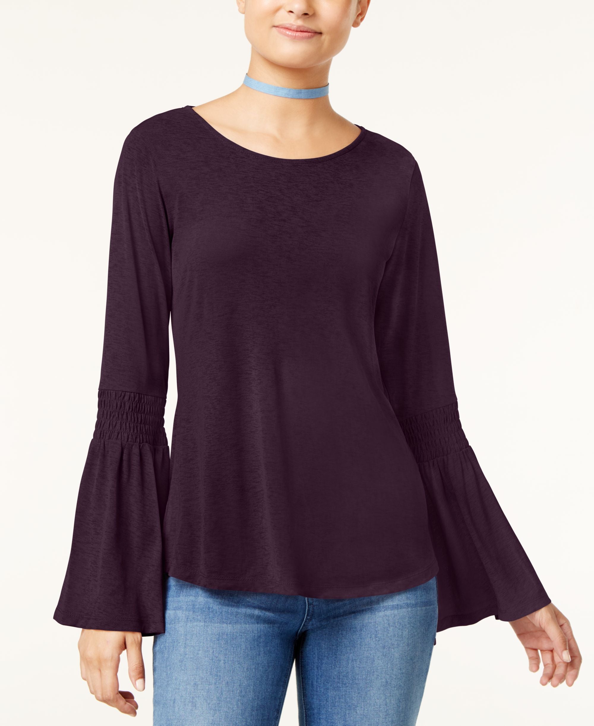 Ultra Flirt Juniors Bell Sleeve Peasant Top