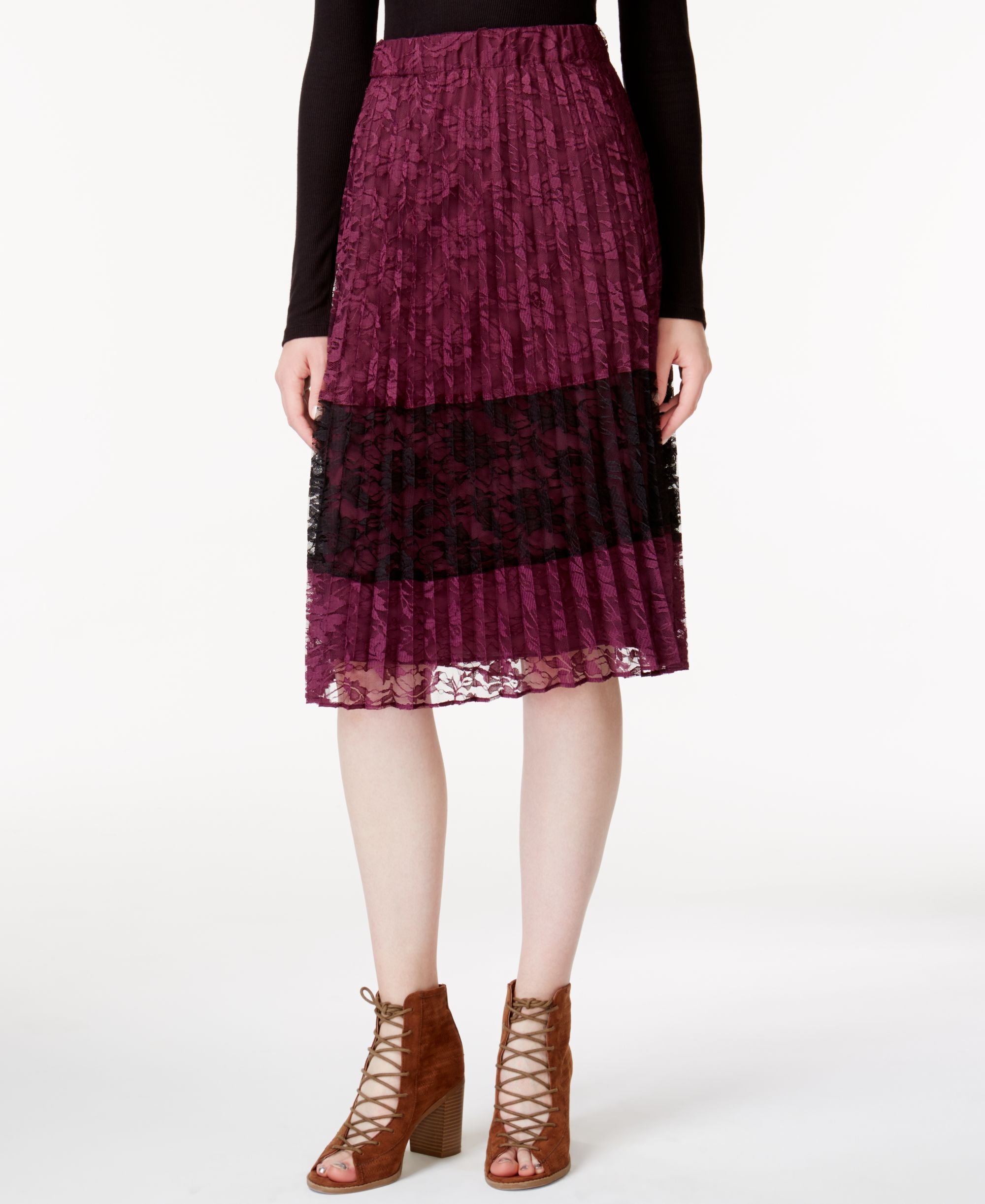 Maison Jules Pleated Lace Skirt