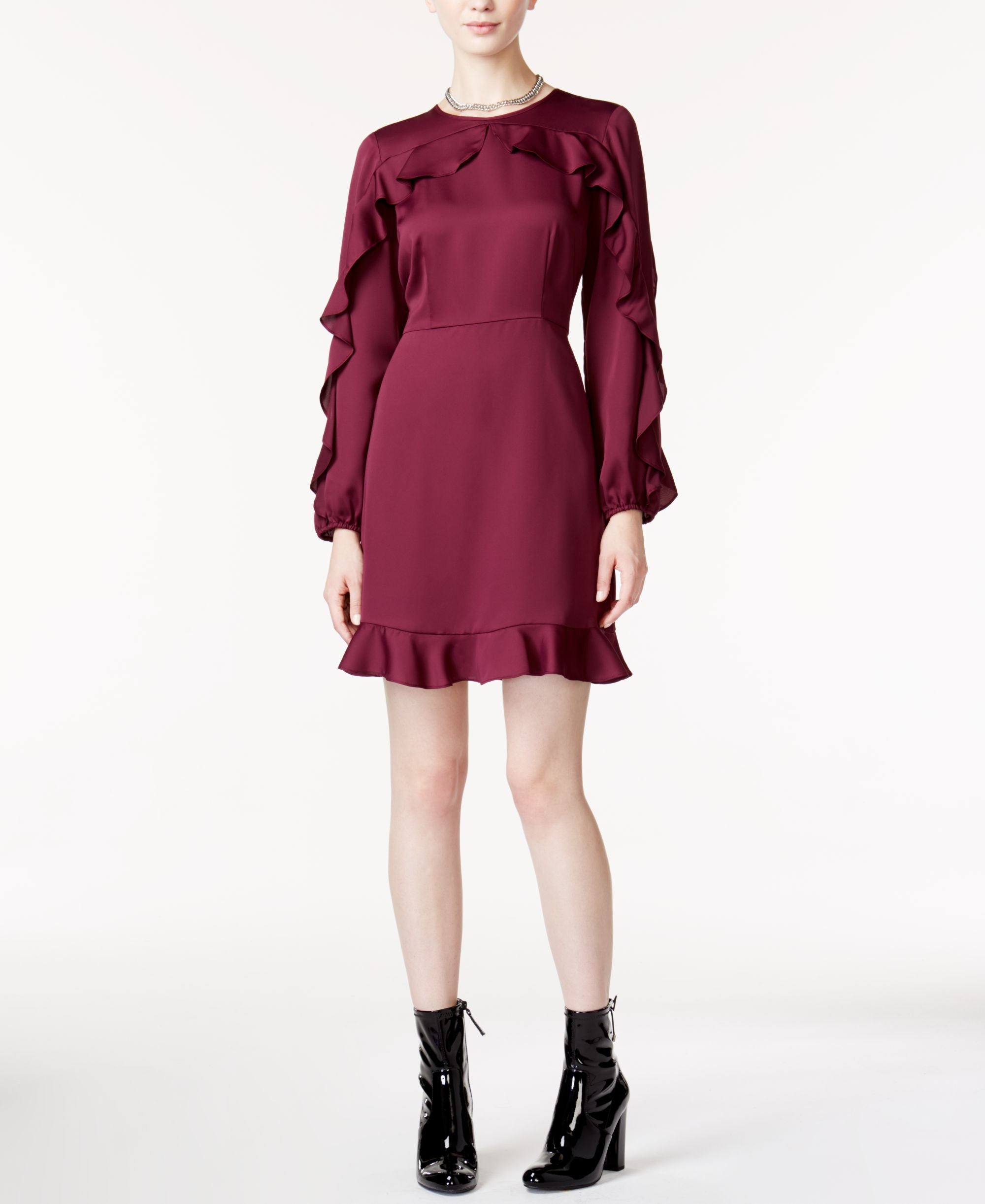 Maison Jules Ruffled Long Sleeve Dress