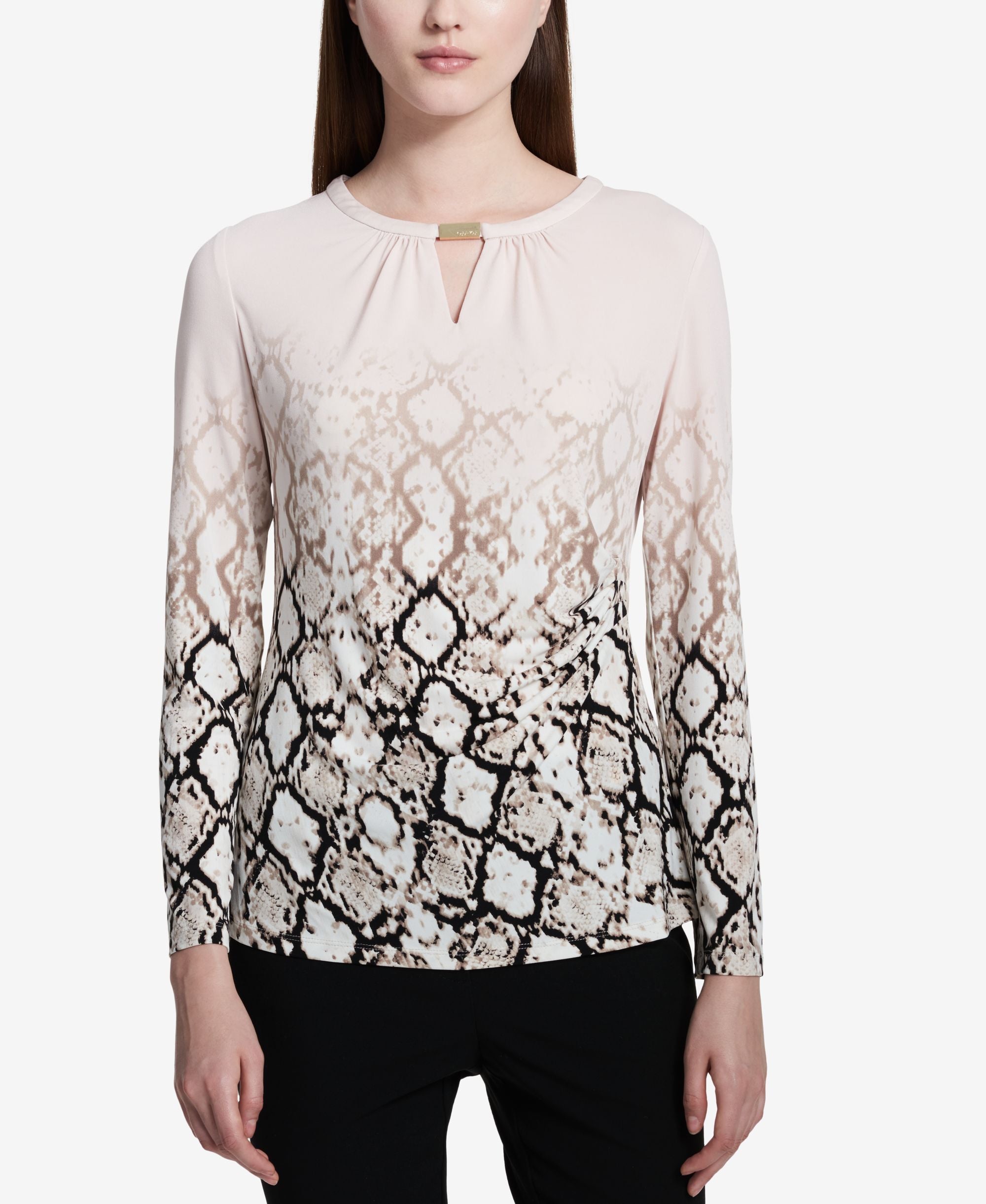 Calvin Klein Printed Keyhole Top