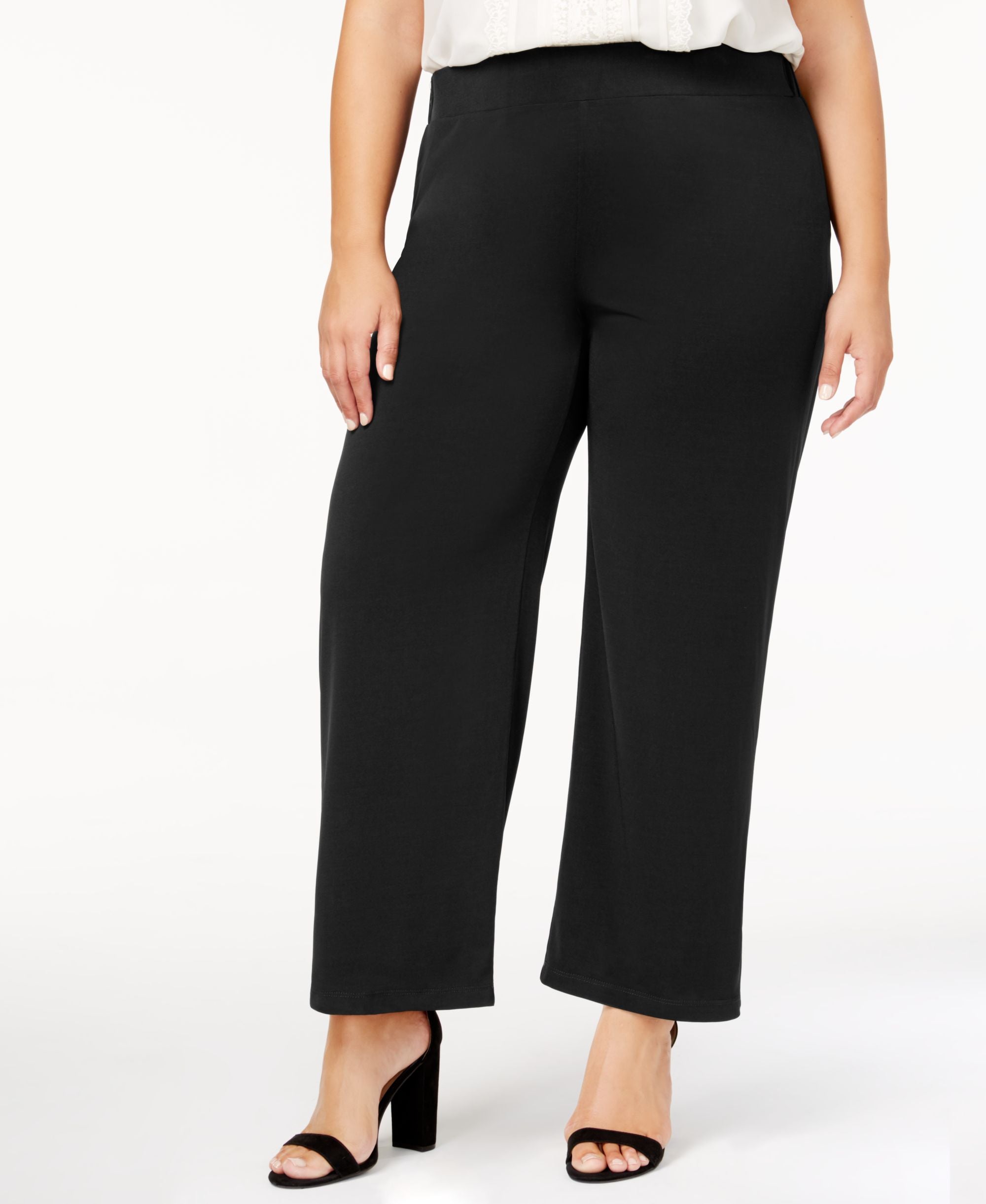 NY Collection Petite Plus Size Pull On Wide Leg Pants
