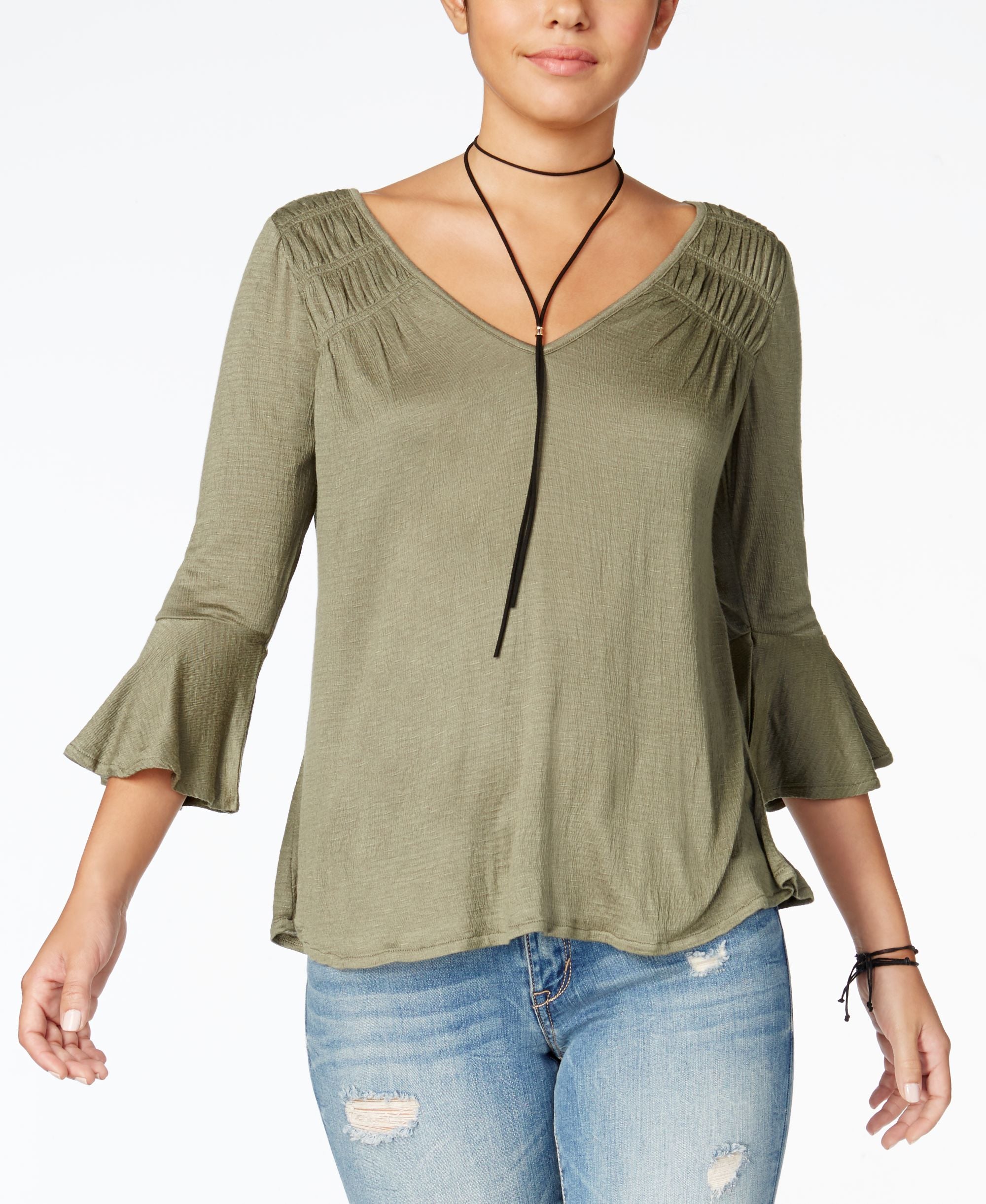 American Rag Juniors Ruched Bell Sleeve Blouse