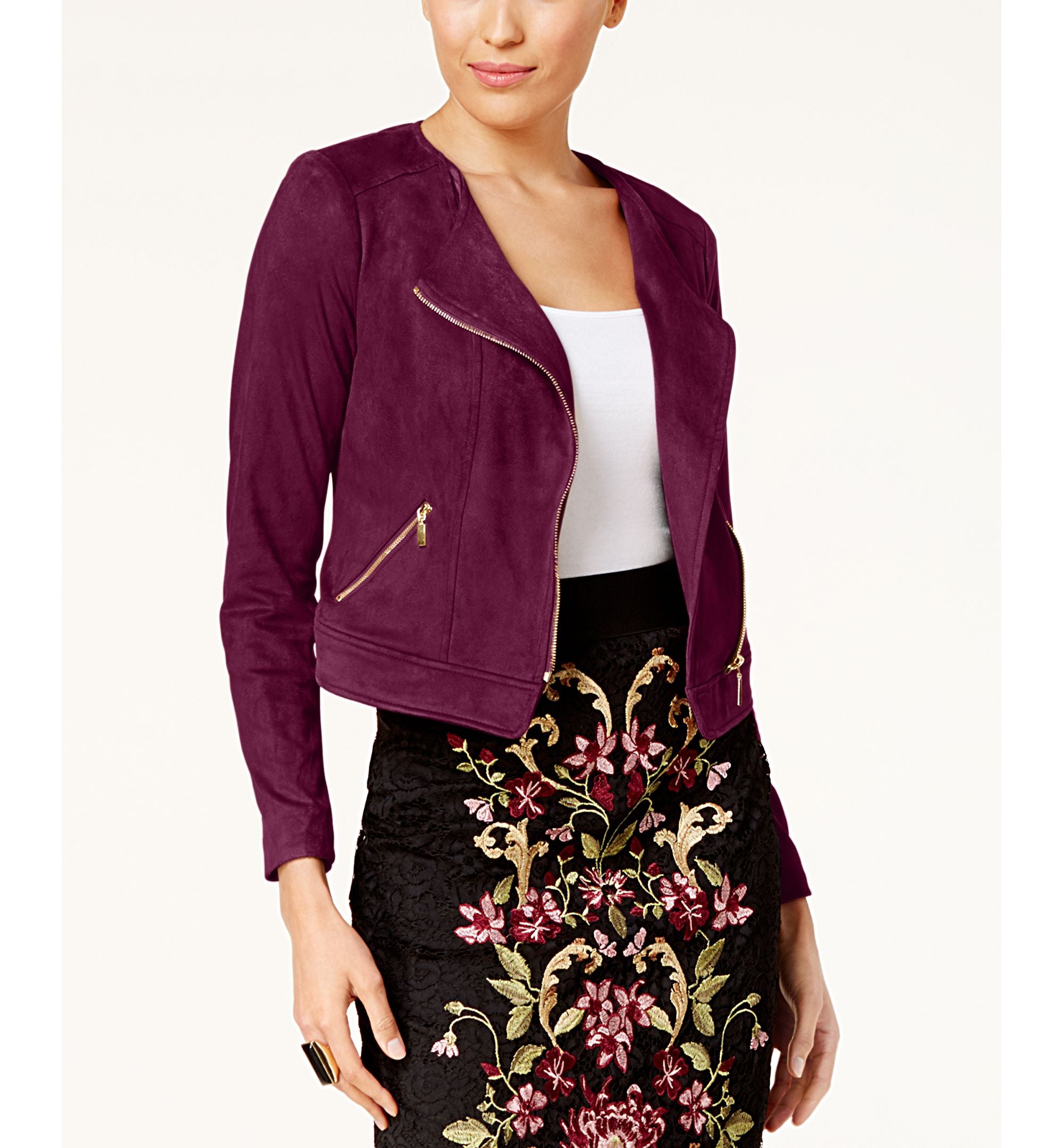 Thalia Sodi Faux Suede Moto Jacket