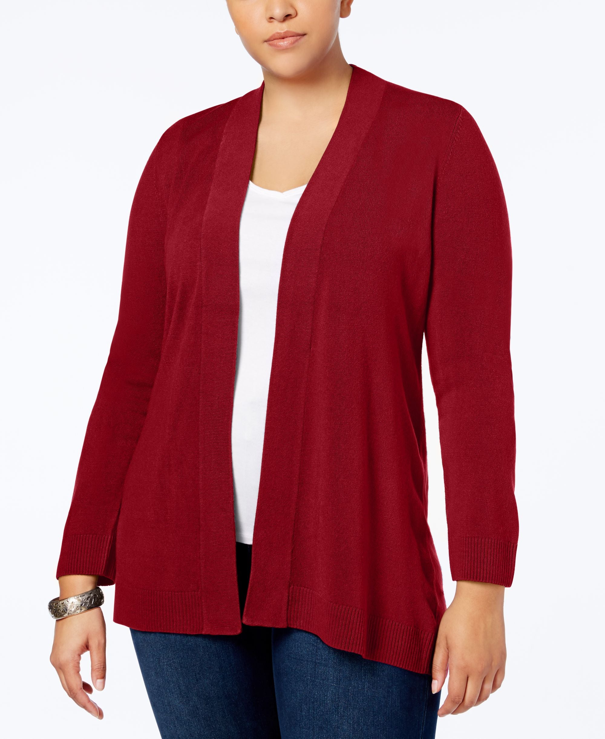 Karen Scott Plus Size Open Front Cardigan