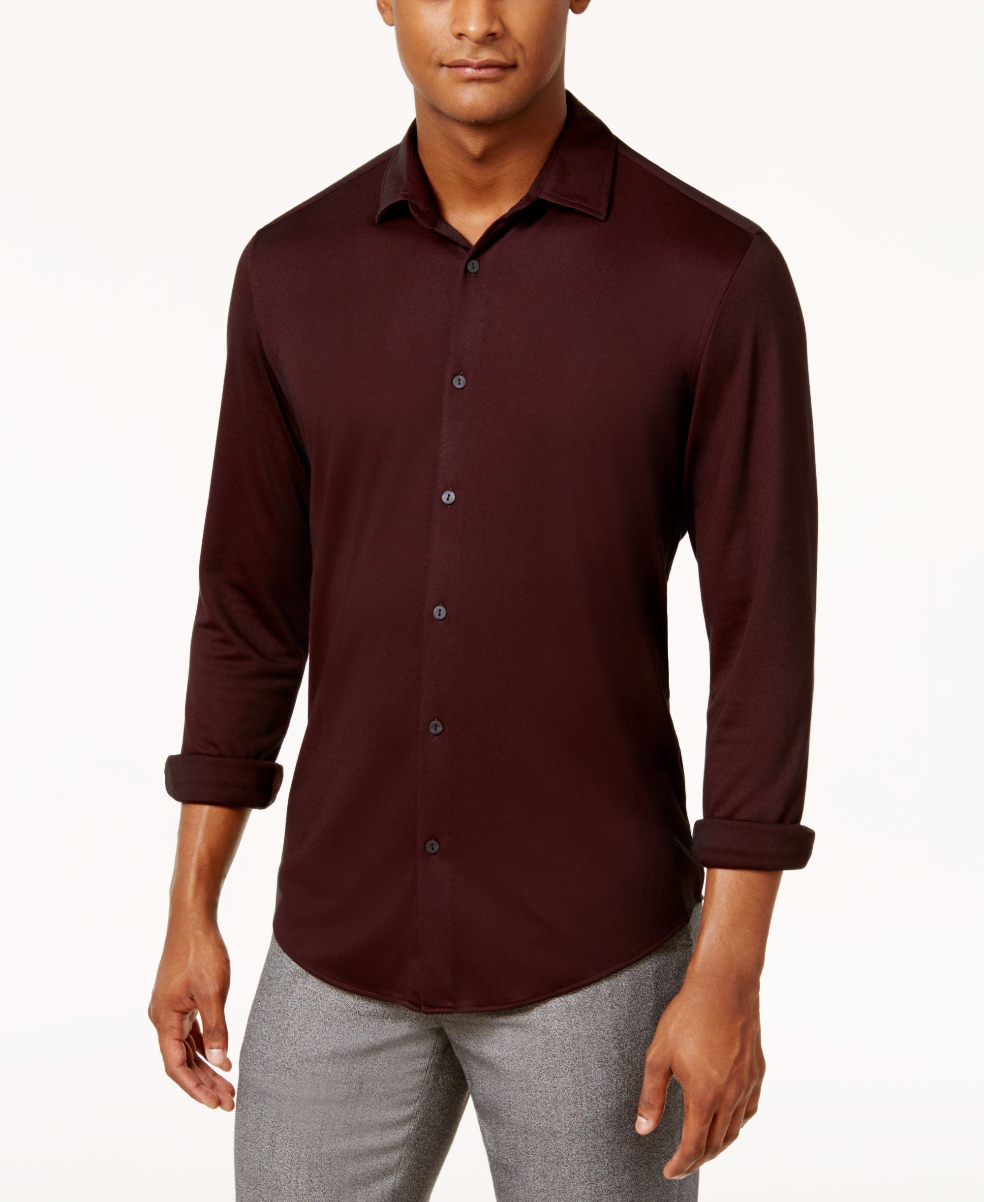 Alfani Mens Heathered Stretch Shirt