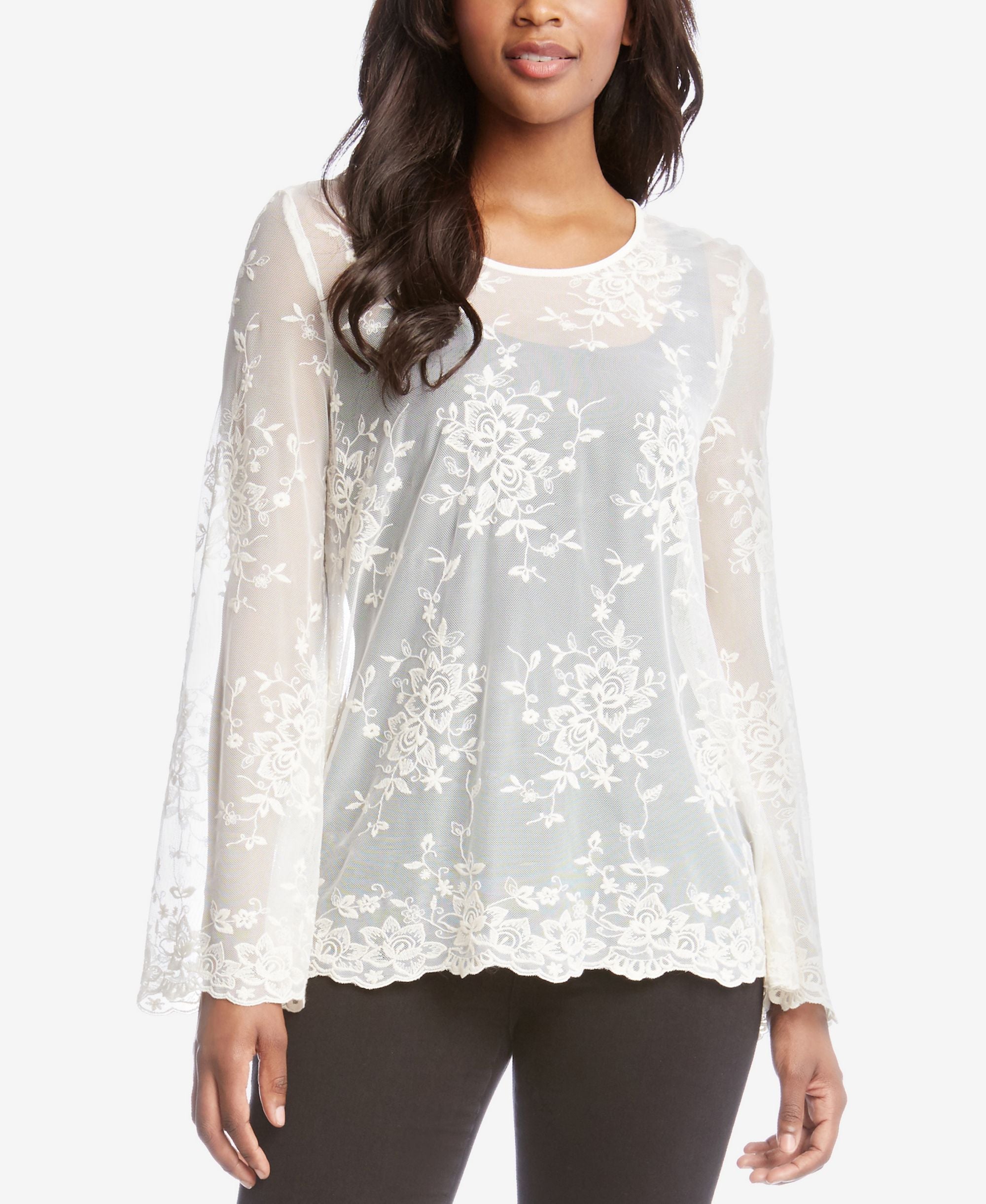 Karen Kane Bell Sleeve Lace Top