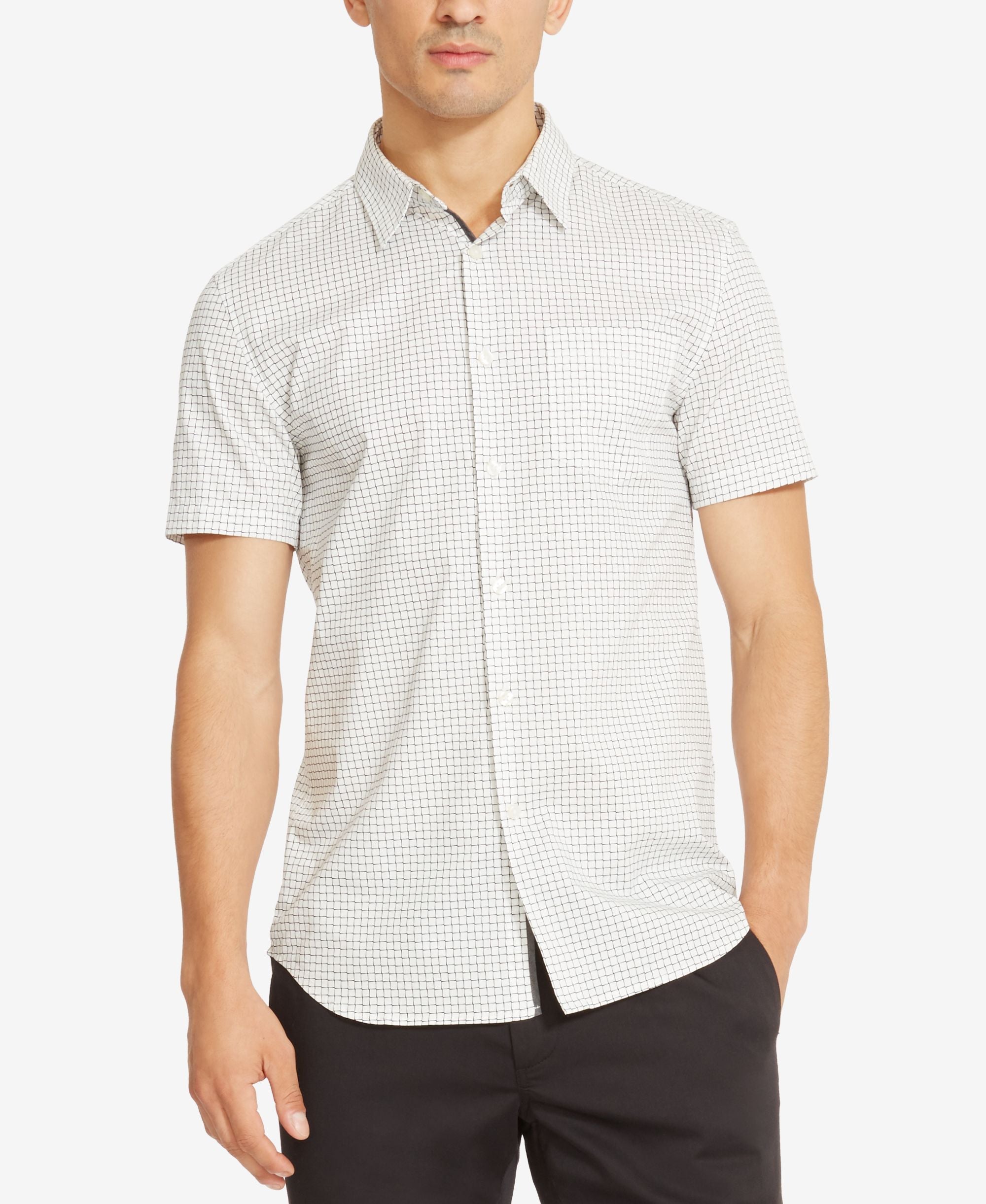 Kenneth Cole.grid Pattern Shirt