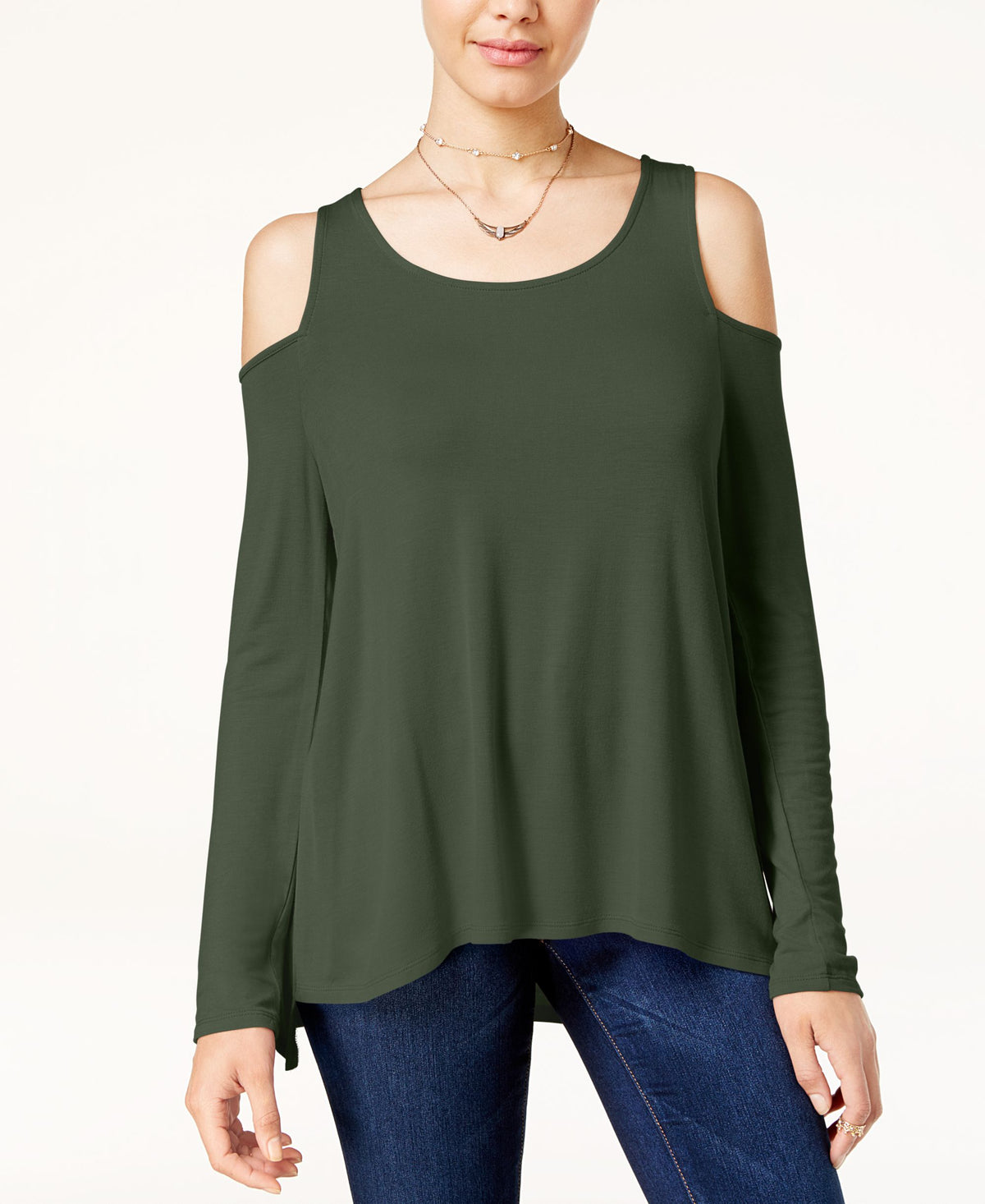 Juniors' Cold-Shoulder Cozy T-Shirt