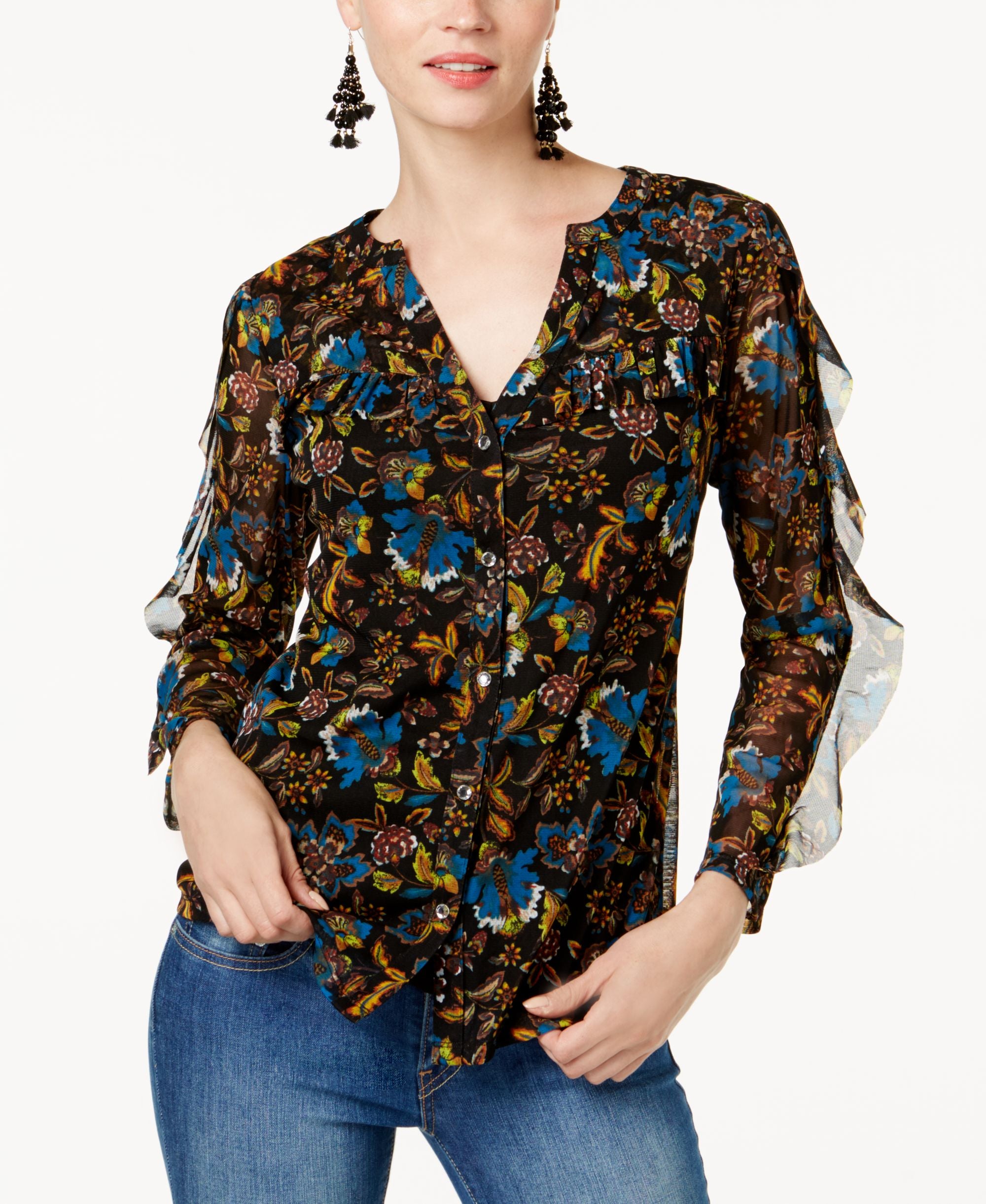 INC International Concepts Ruffled Sleeve Blouse