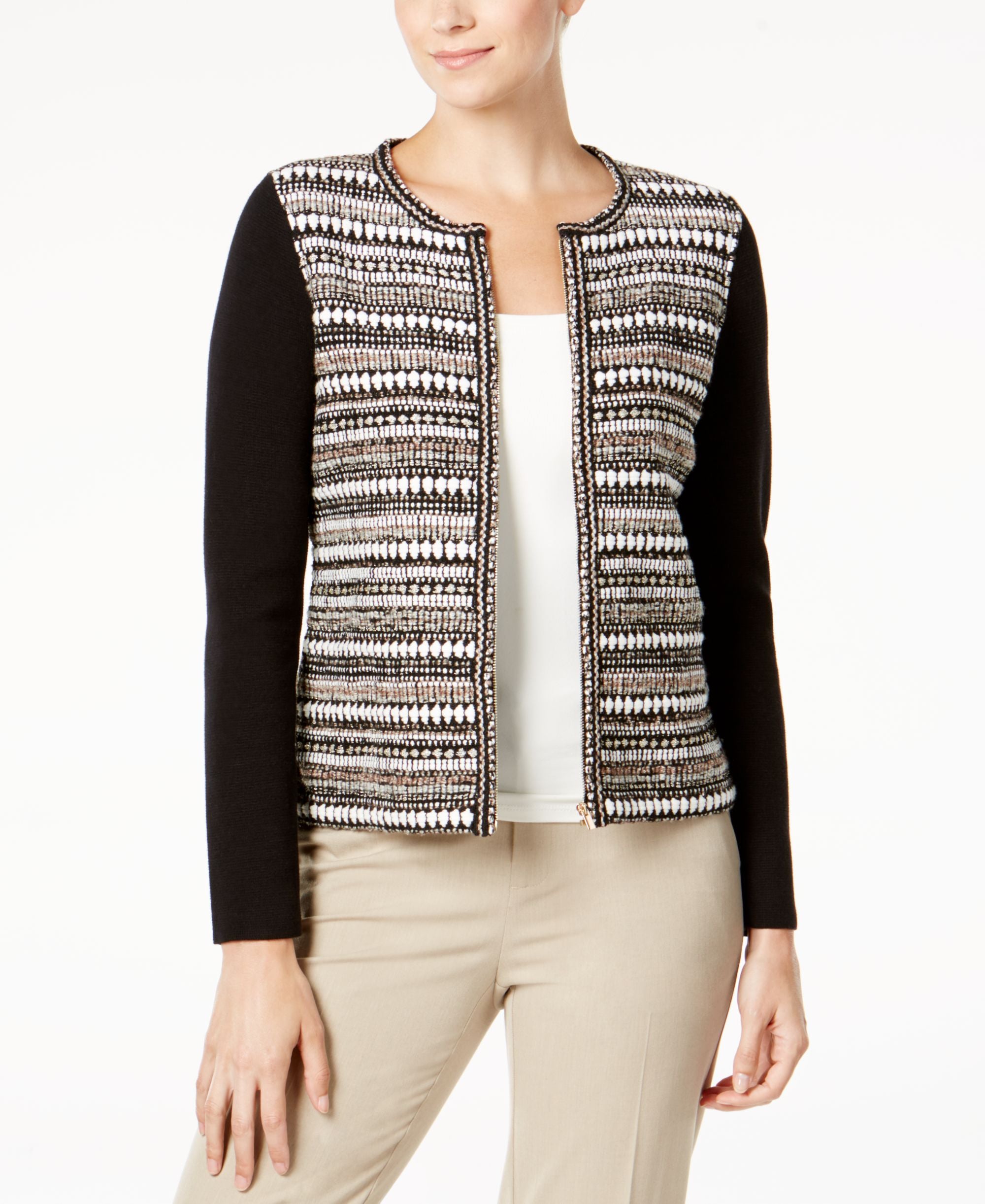 Charter Club Textured Metallic Cardigan