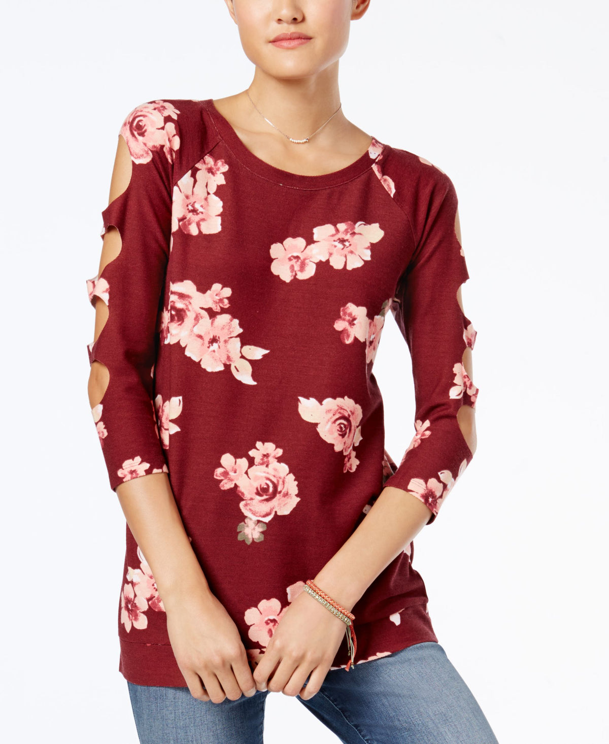 Almost Famous Juniors Cutout Sleeve Tunic