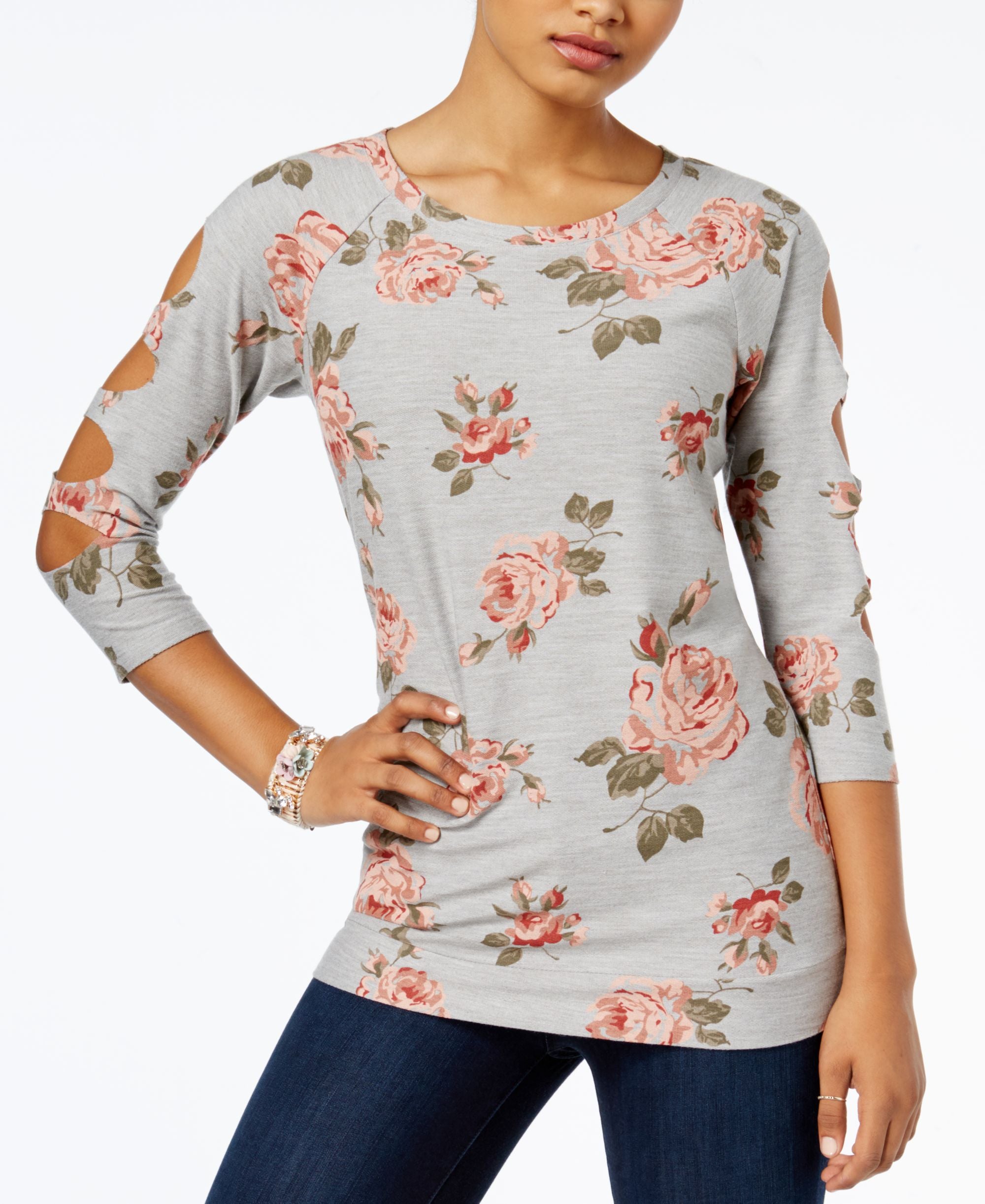 Almost Famous Juniors Cutout Sleeve Tunic