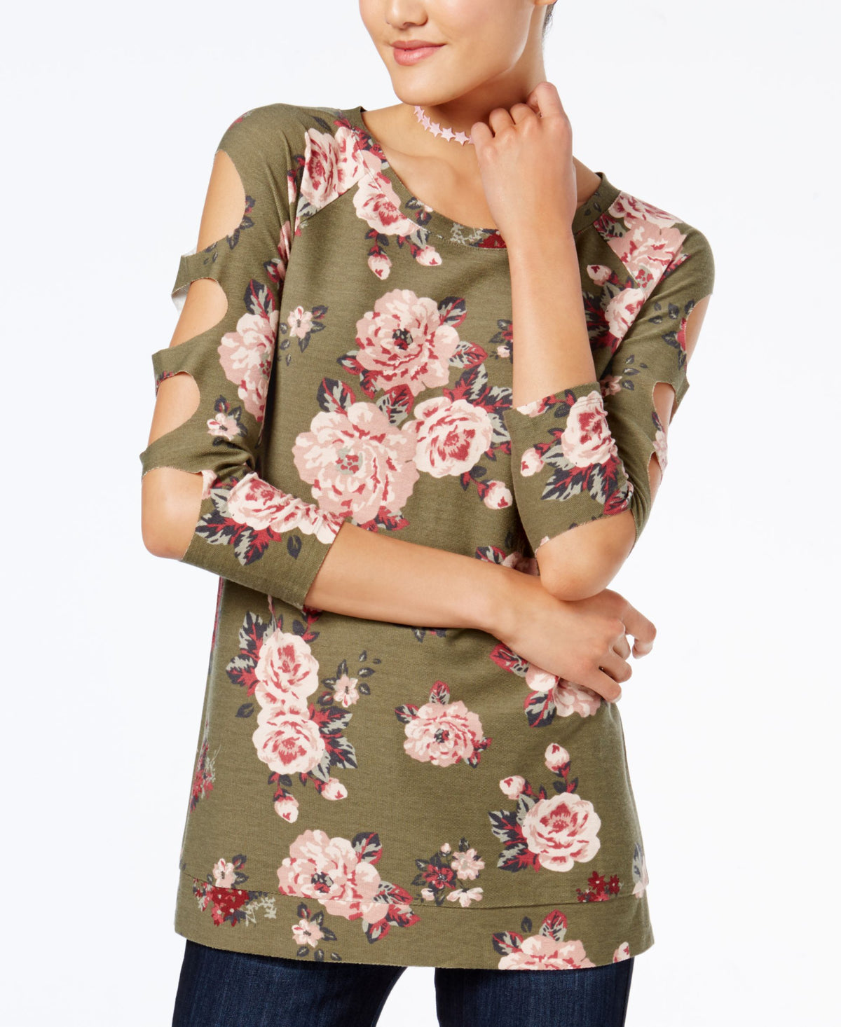 Almost Famous Juniors Cutout Sleeve Tunic