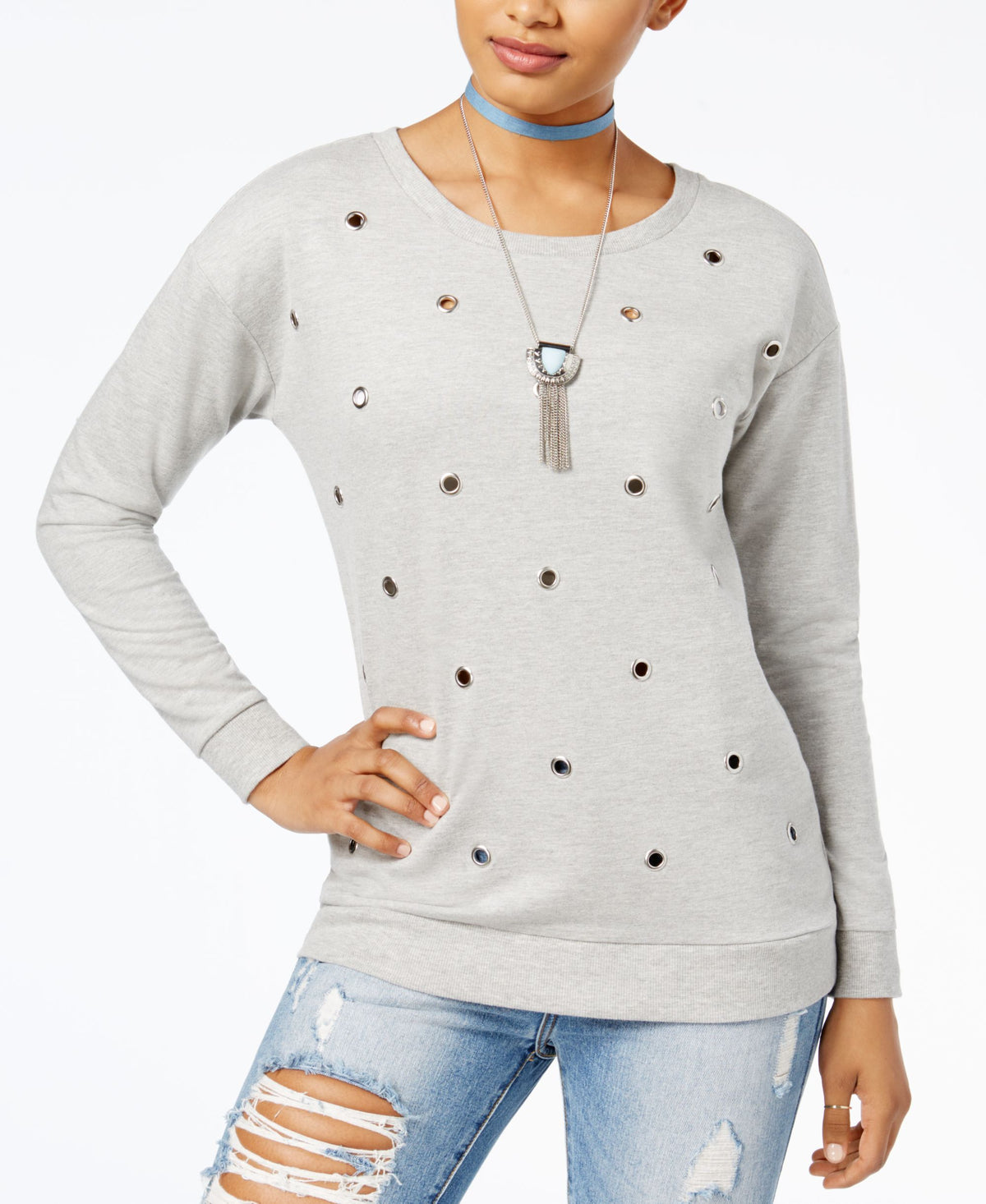 Ultra Flirt Juniors Grommet Detail Sweatshirt