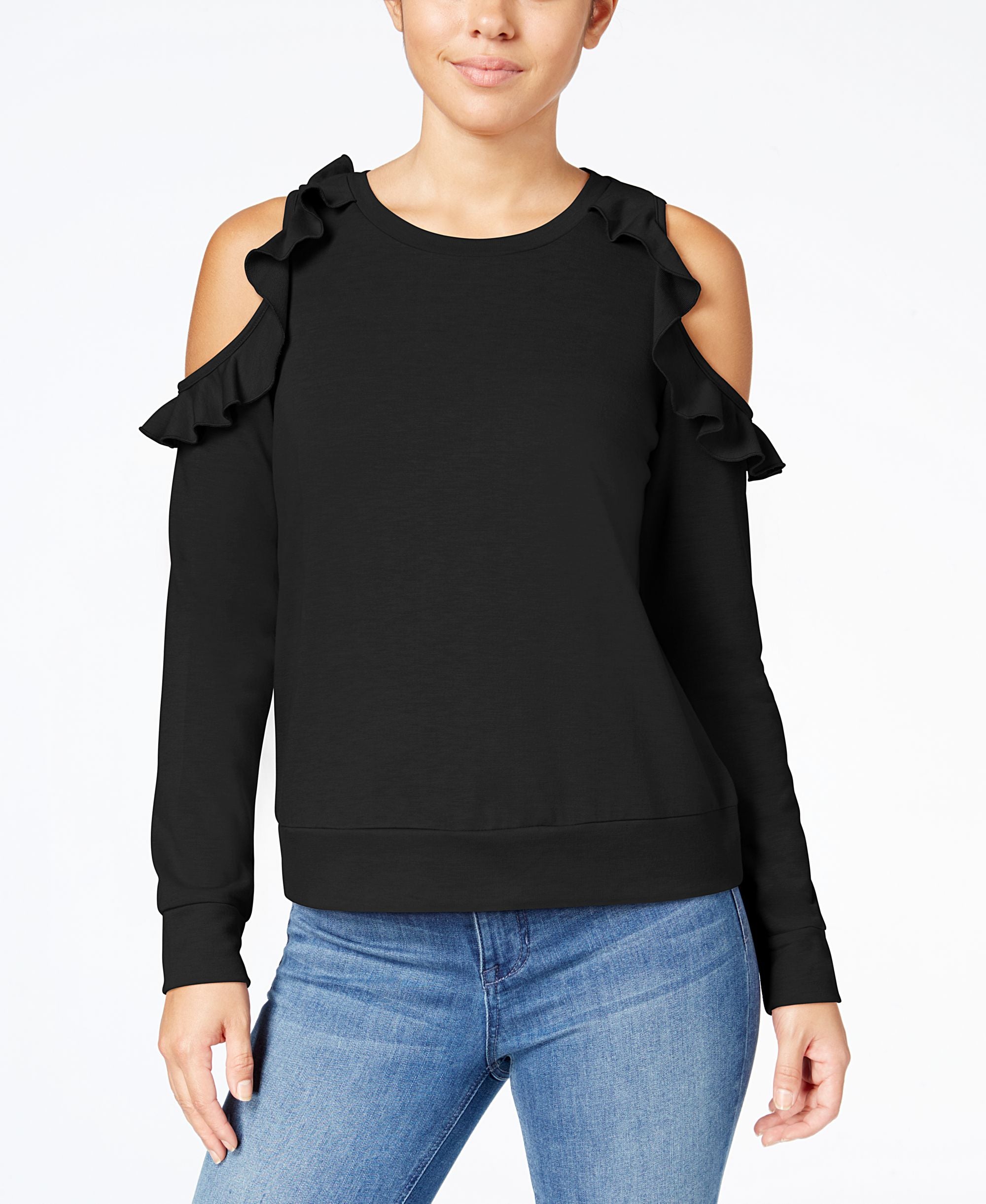 Self E Juniors Cold Shoulder Sweatshirt