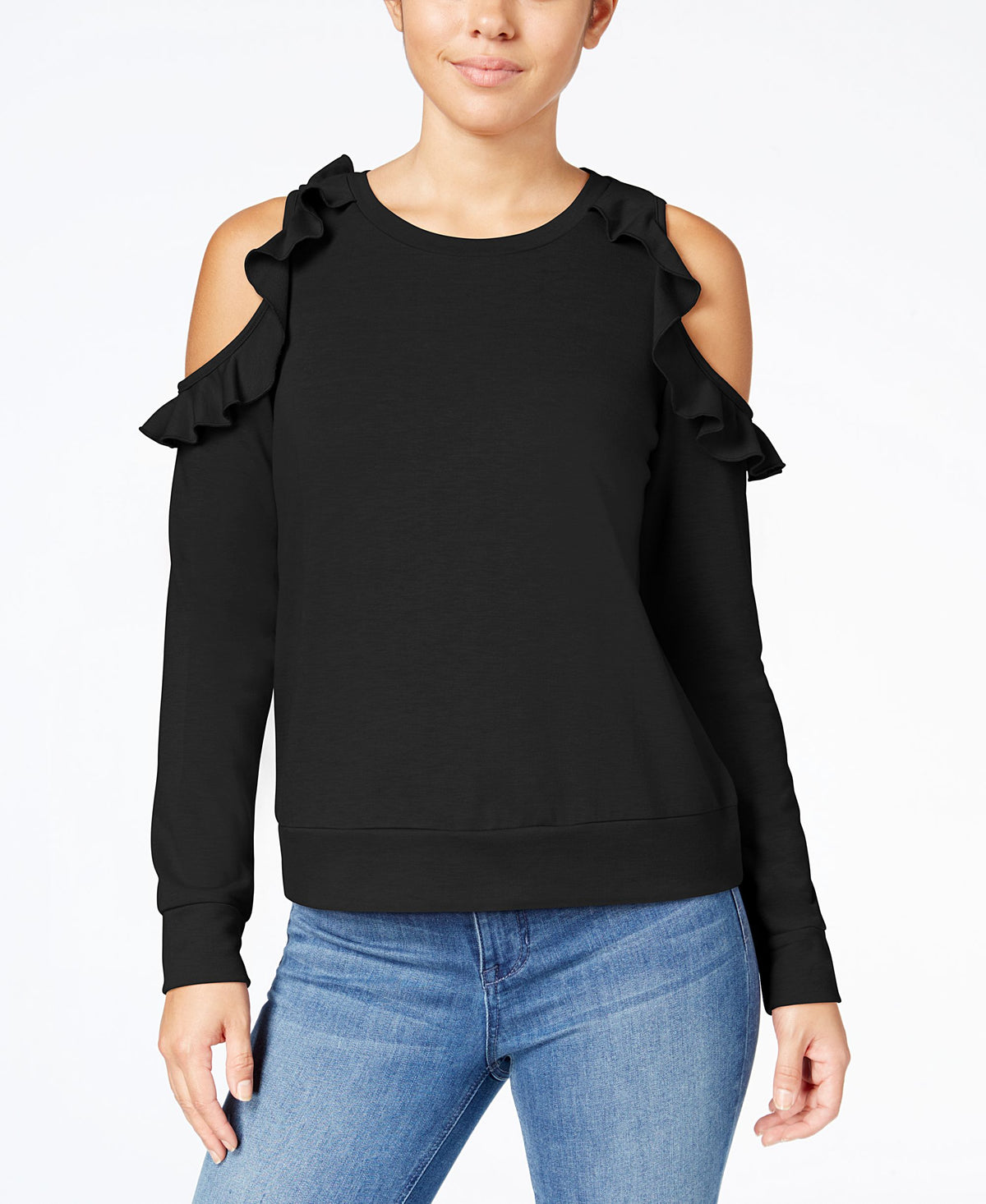 Self E Juniors Cold Shoulder Sweatshirt