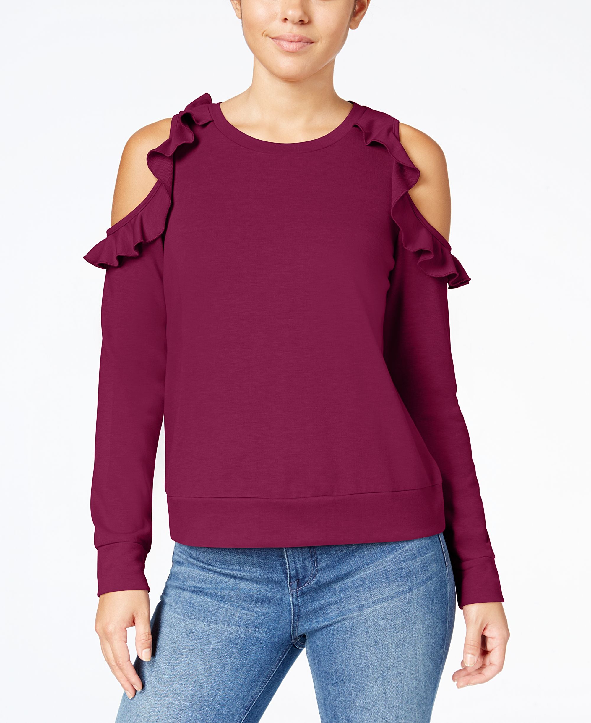 Self E Juniors Cold Shoulder Sweatshirt