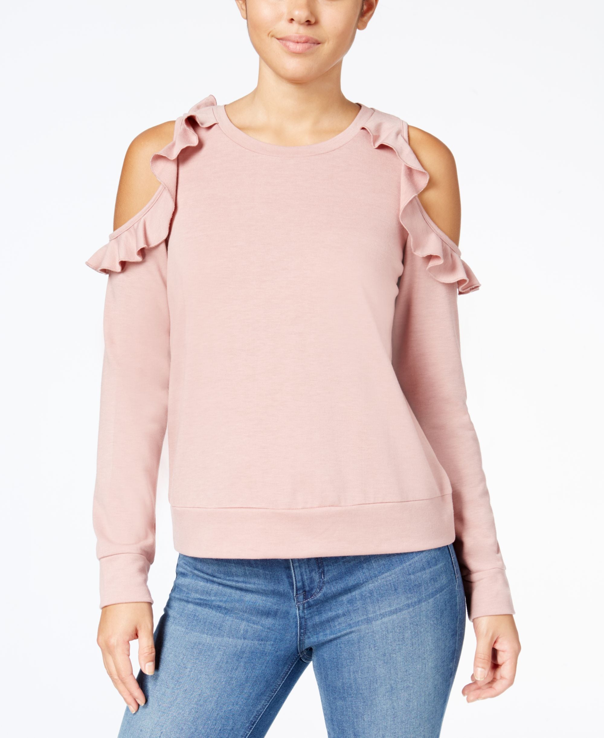 Self E Juniors Cold Shoulder Sweatshirt