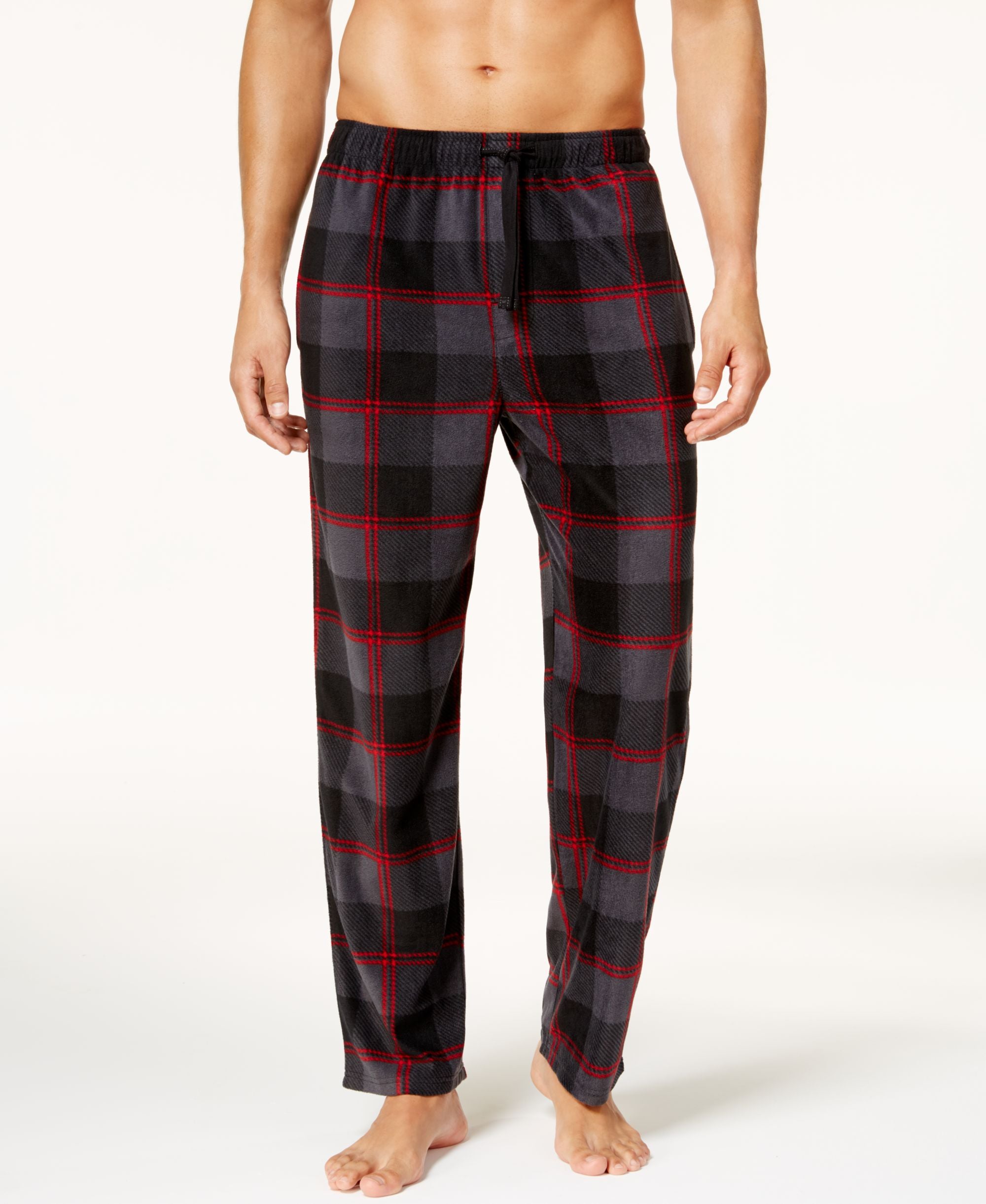 Perry Ellis Mens Buffalo Plaid Soft Fleece Pants