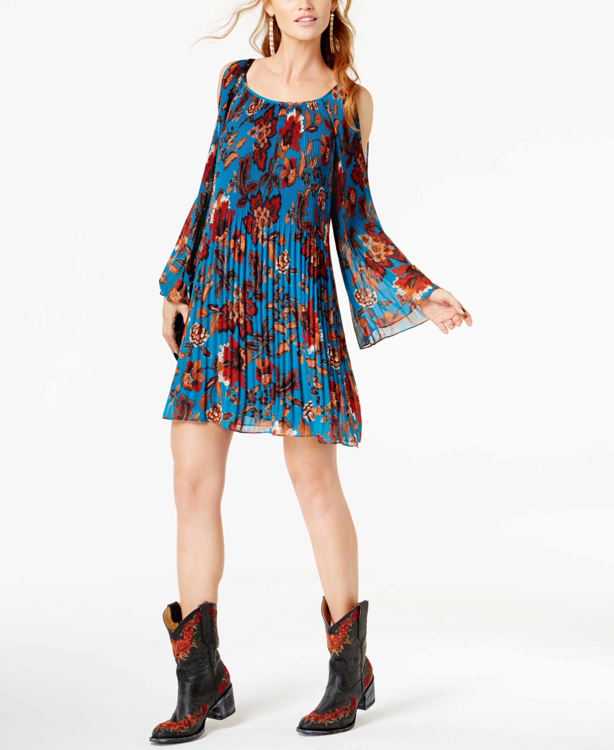 Anna Sui Loves INC International Concepts Cold Shoulder Trapeze Dress