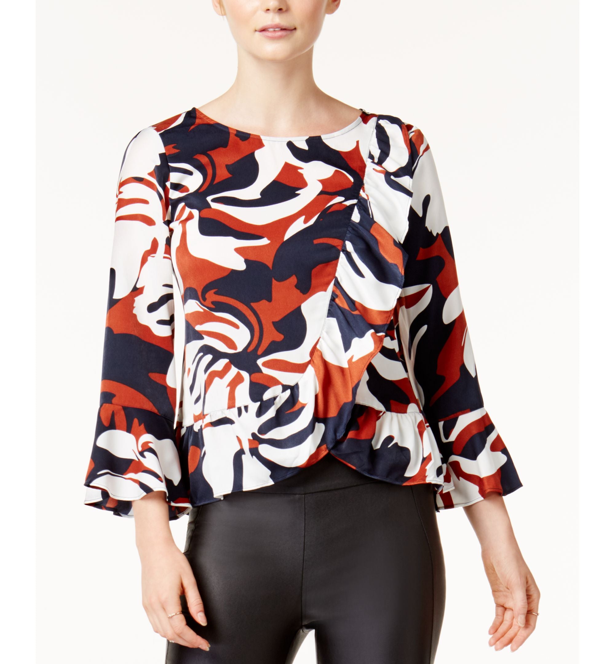 Bar III Printed Ruffled Top