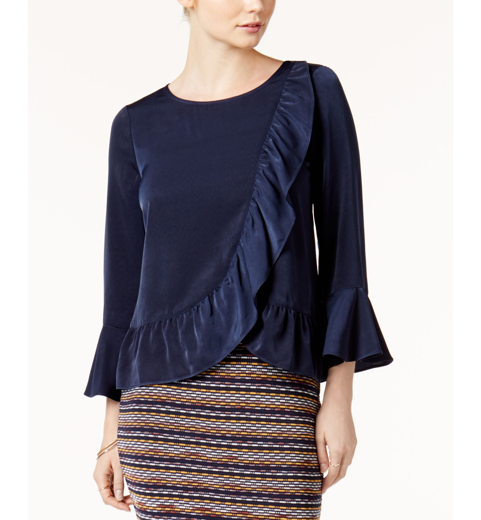 Bar III Printed Ruffled Top