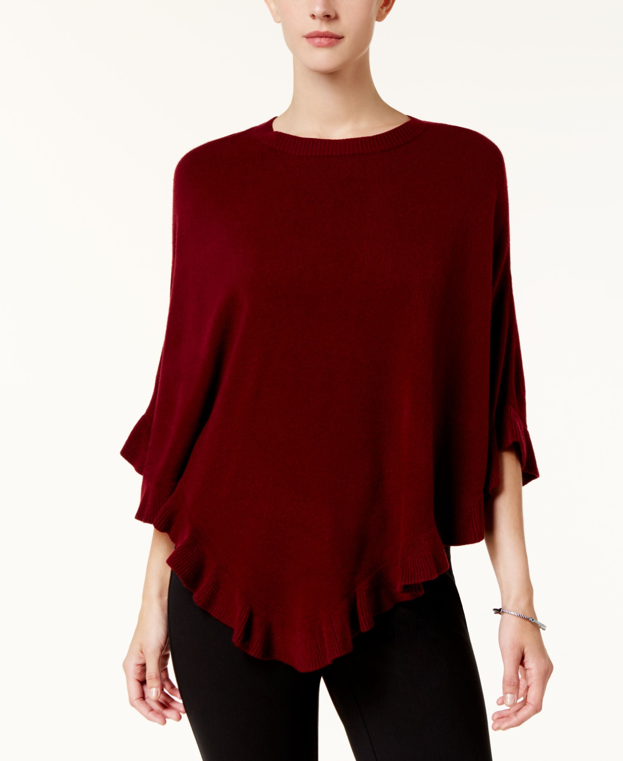 Karen Scott Ruffled Poncho Sweater