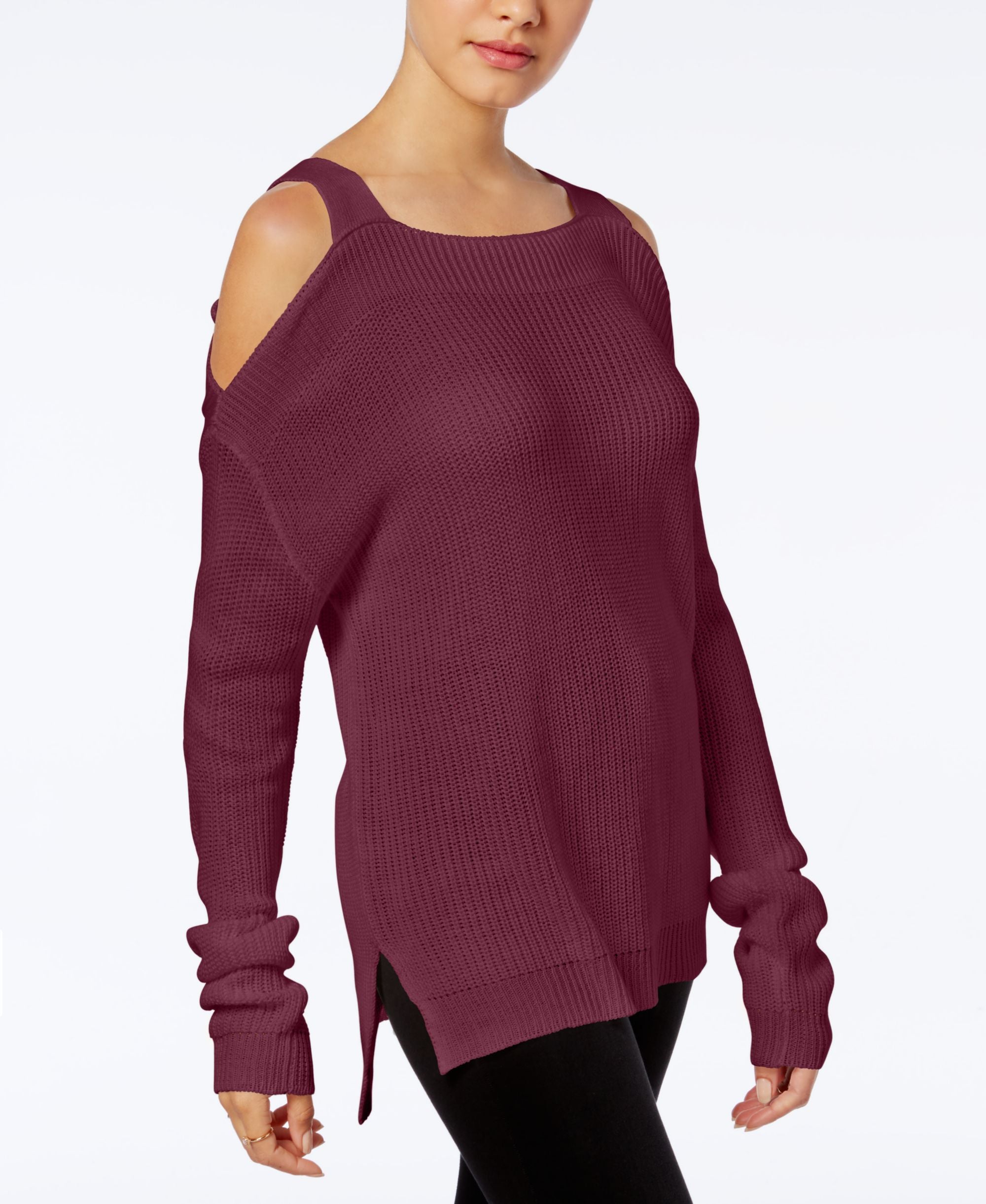 Hooked Up By Iot Juniors Knit Cold Shoulder Sweater