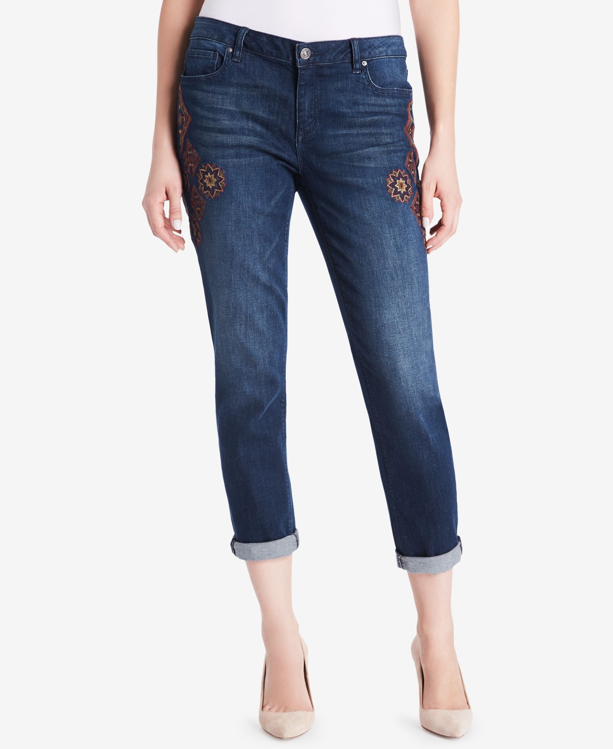 Vintage America Embroidered Boyfriend Jeans