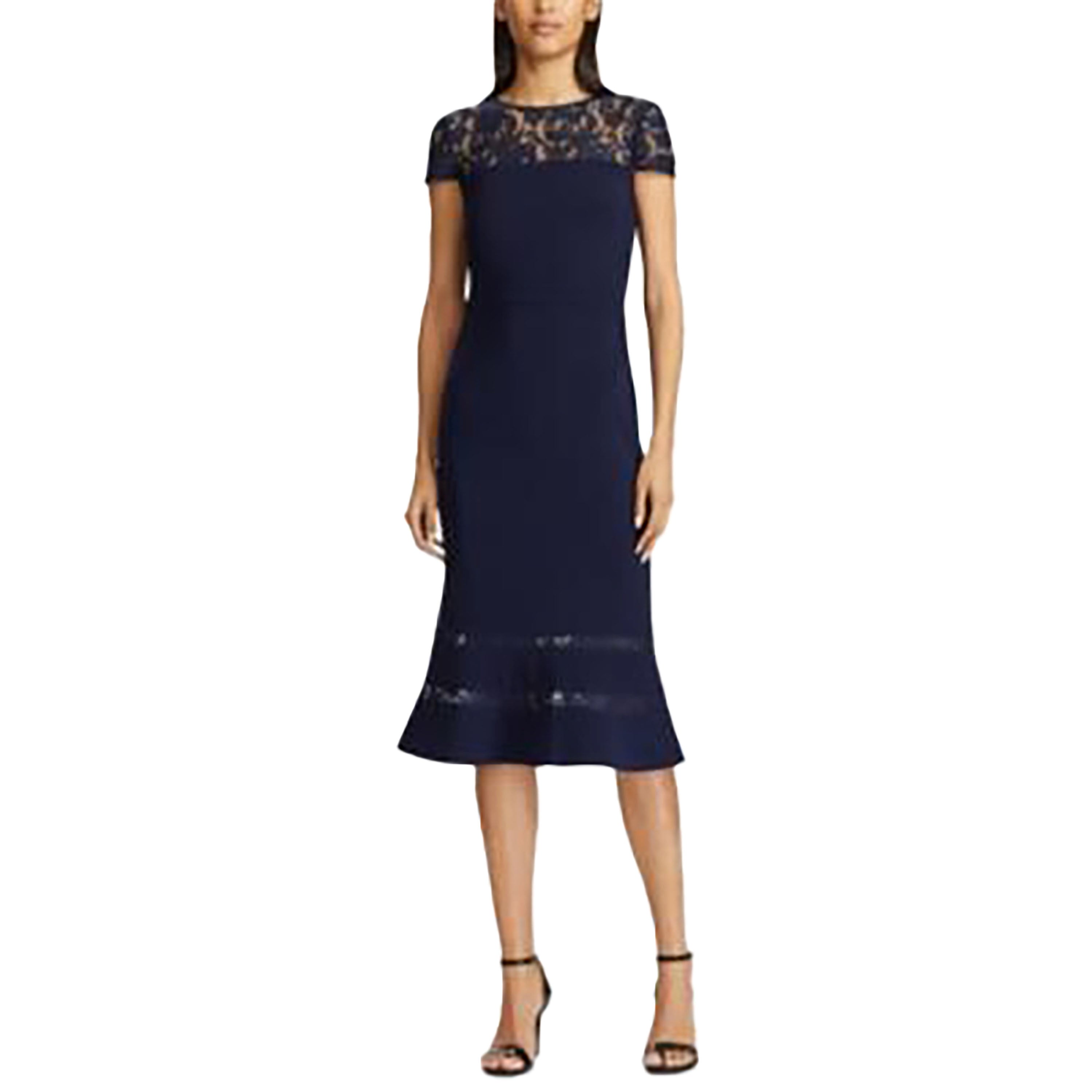 Lauren Ralph Lauren Lace Panel Jersey Gown