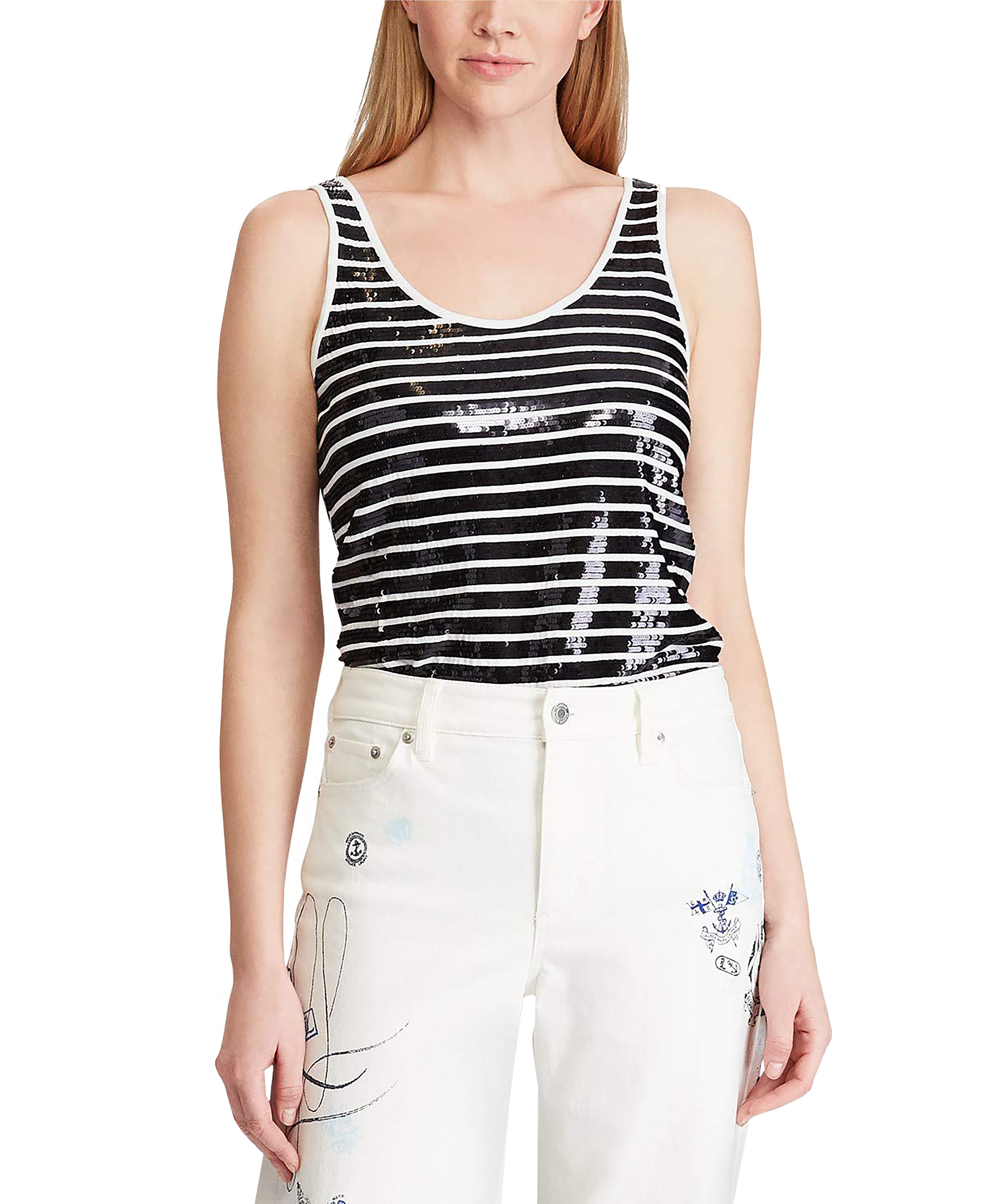 Ralph Lauren Lauren Tank Top (Lauren Navy/Silk White, XS)