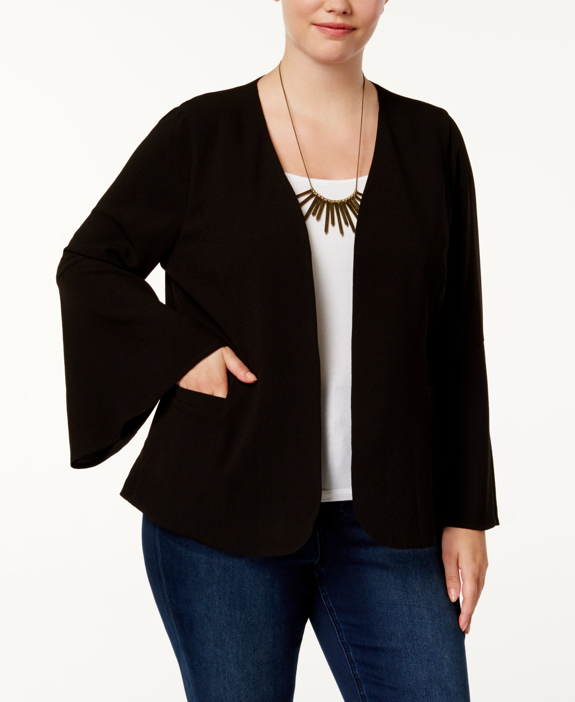 Trendy Plus Size Bell-Sleeve Blazer