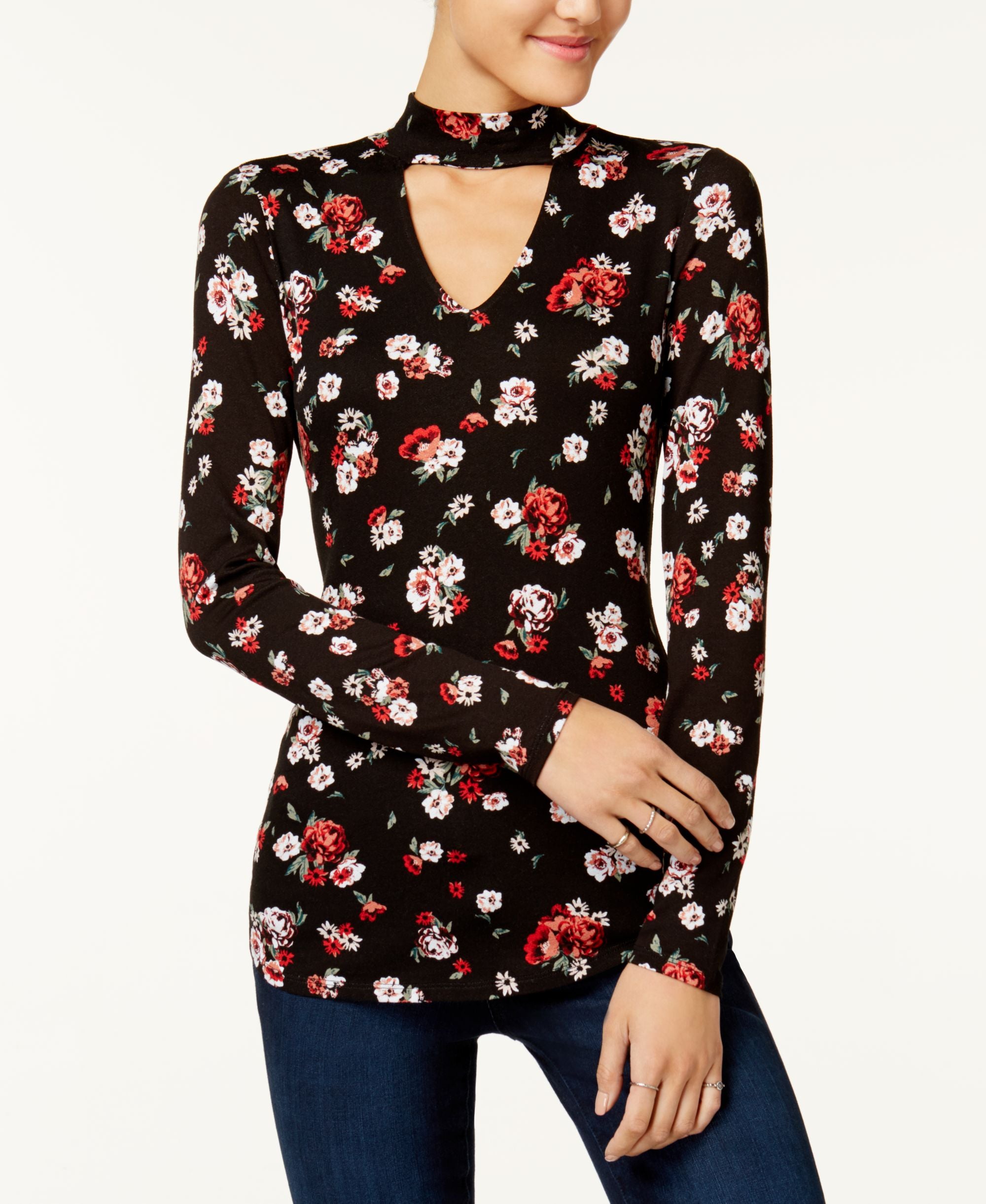 Ultra Flirt Juniors Mock Neck Cutout Top