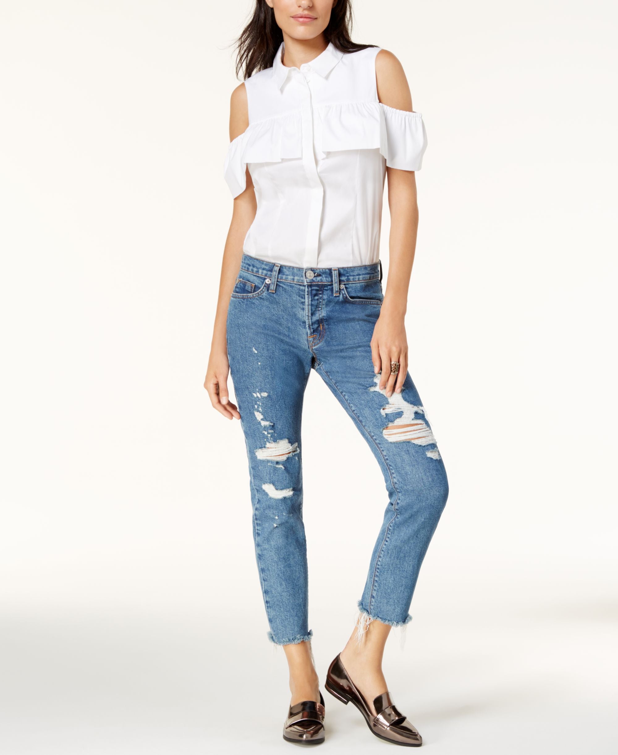 Hudson Jeans Cropped Straight Leg Jeans