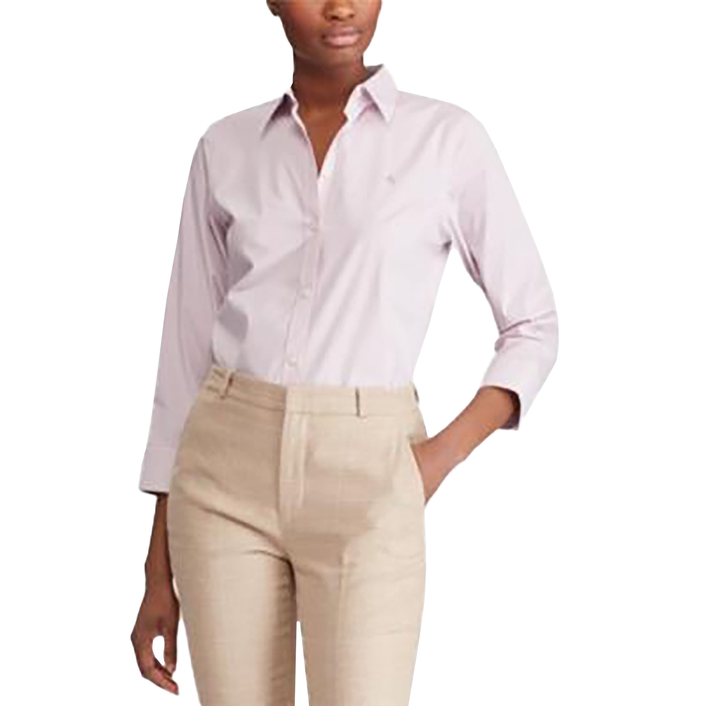 Ralph Lauren Womens Striped Long Sleeve Collared Button Up Top Purple S