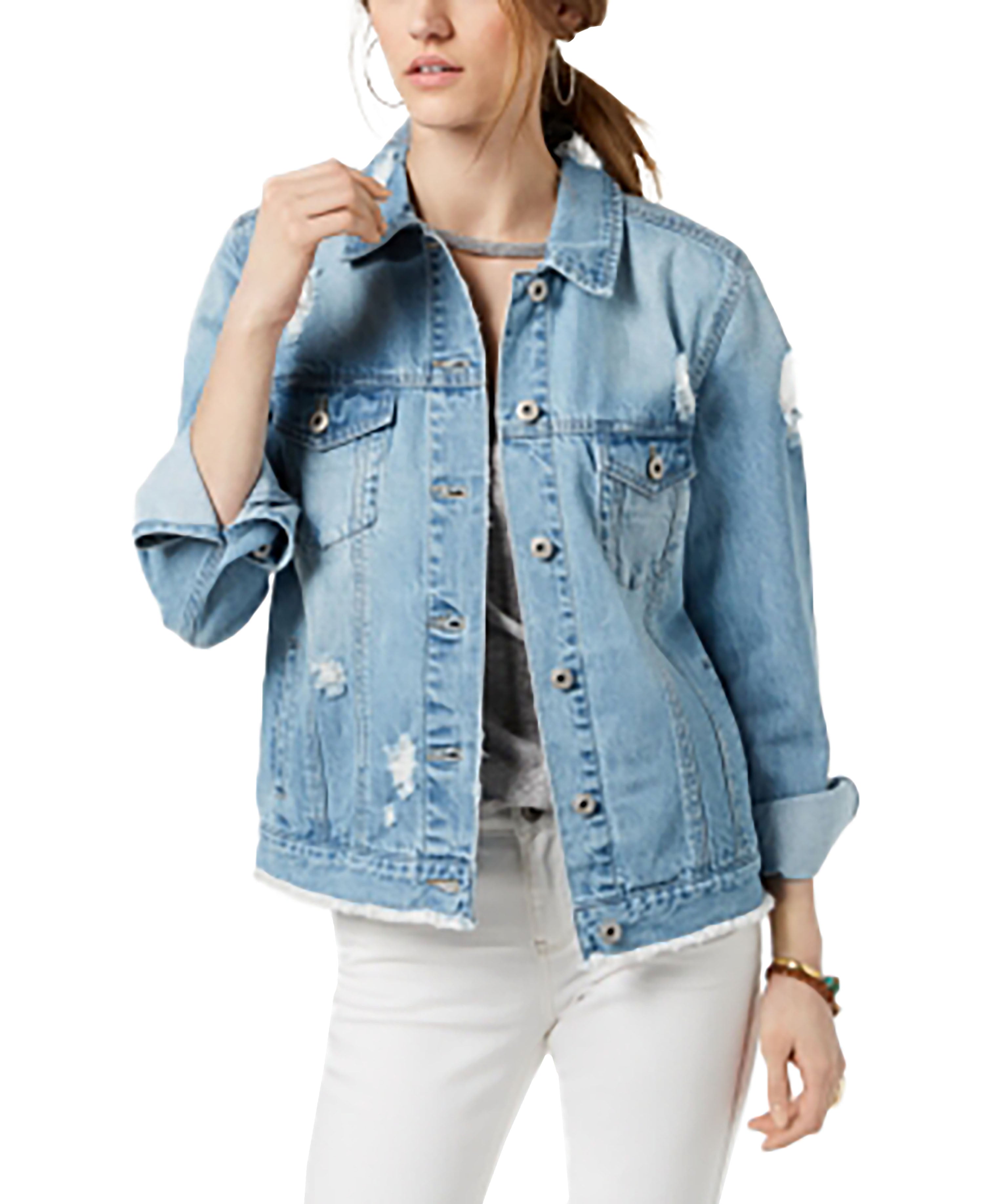 American Rag Juniors' Cotton Ripped Denim Jacket Stannis L