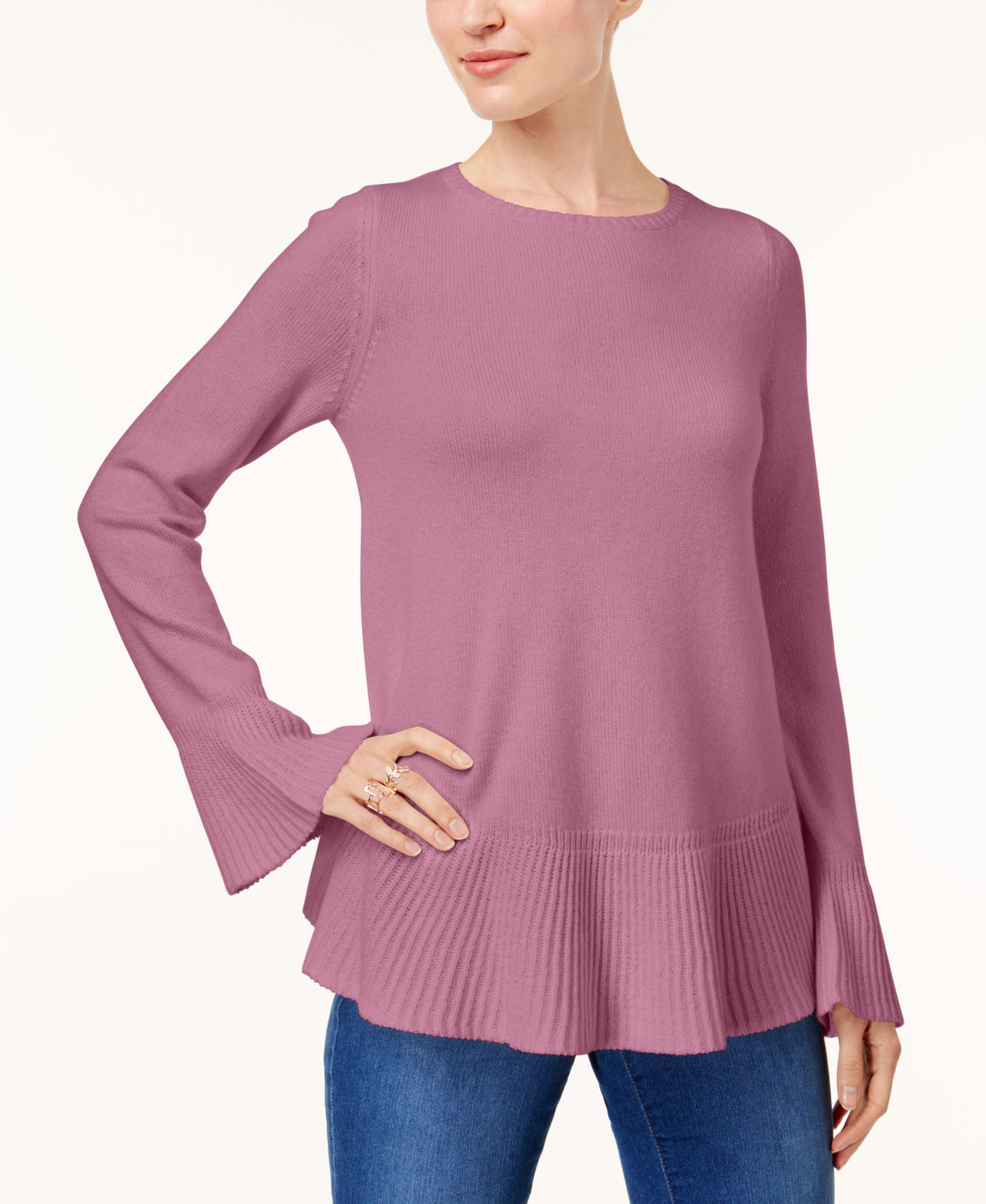 Style & Co Flared Crew Neck Sweater