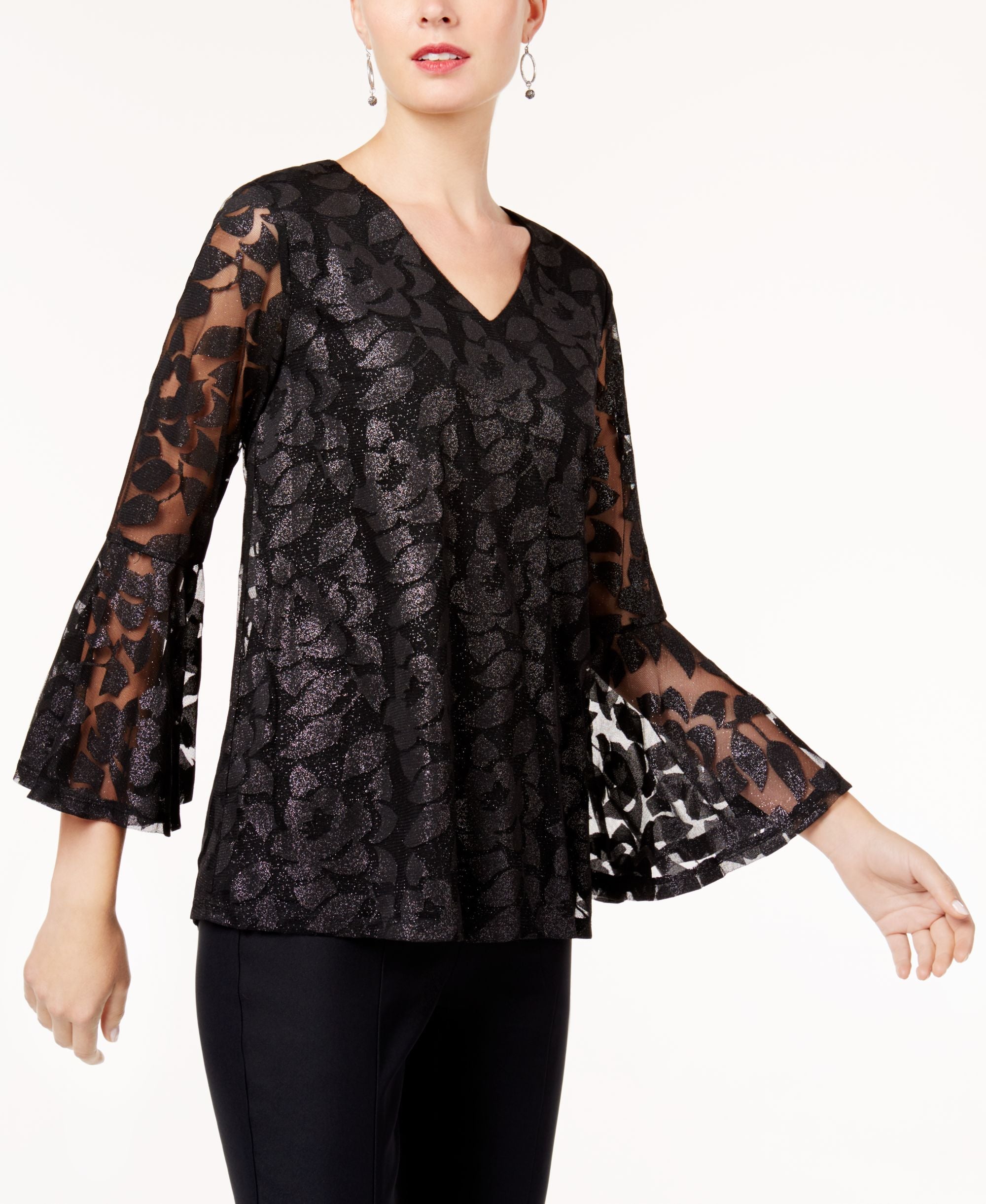 Alfani Metallic Burnout Top