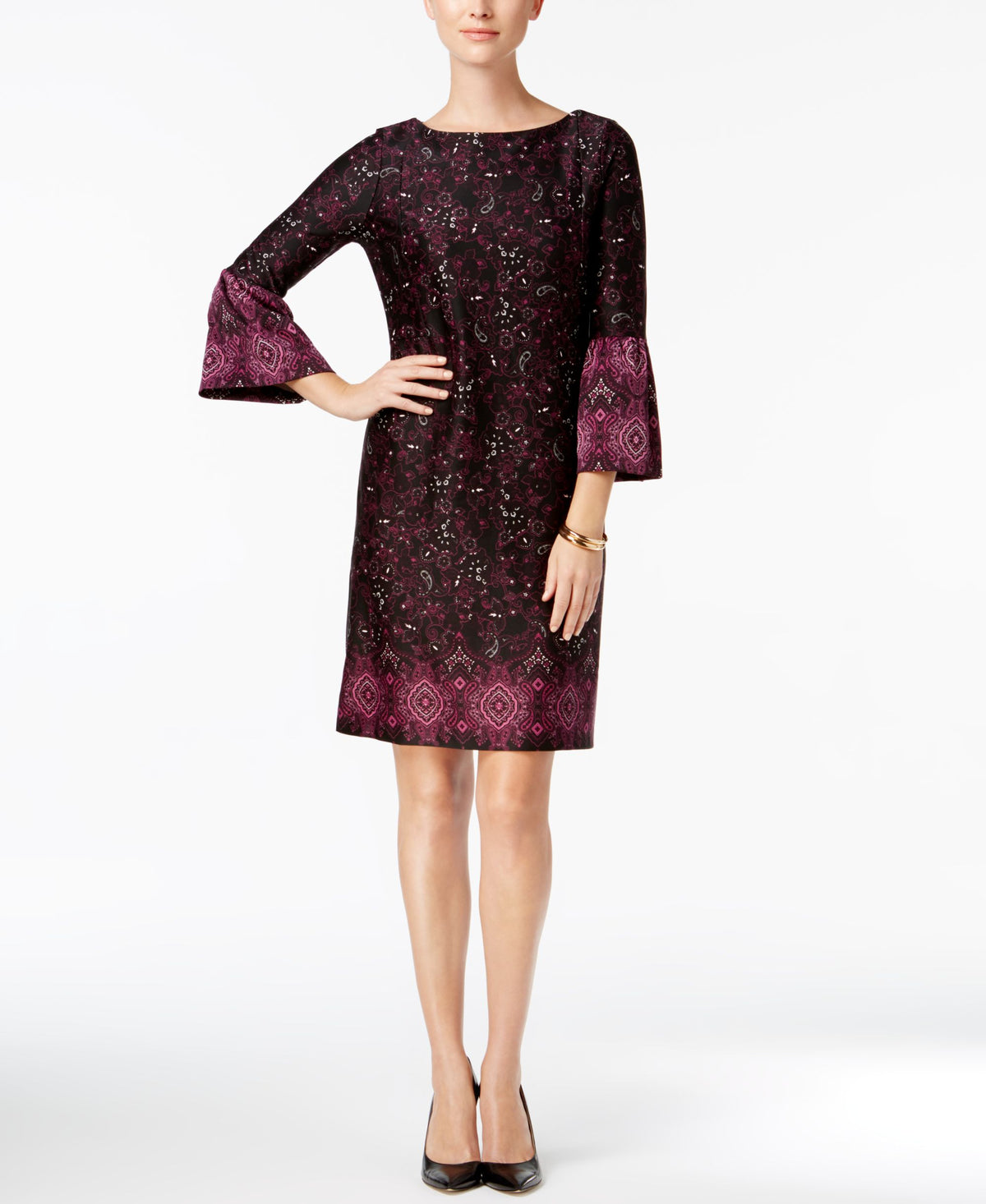 Charter Club Printed Ruffled Sleeve Dress